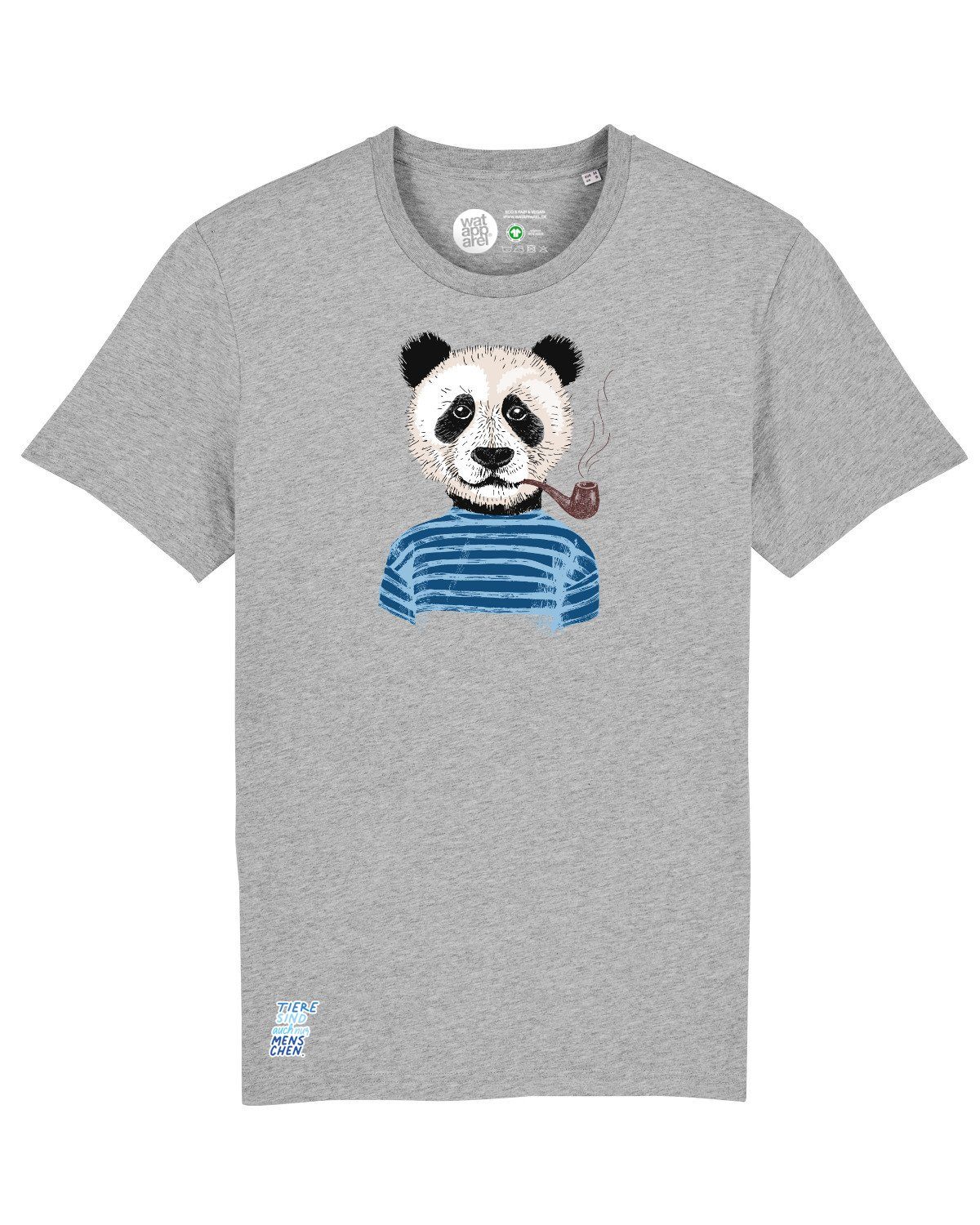 wat? Apparel Print-Shirt Panda (1-tlg) grau meliert