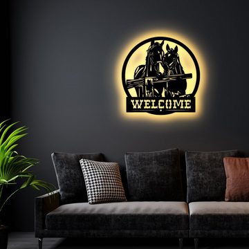 LEON FOLIEN LED-Dekofigur Welcome Pferd Geschenk LED Wandlampe Pferde Lampen in Schwarz #1