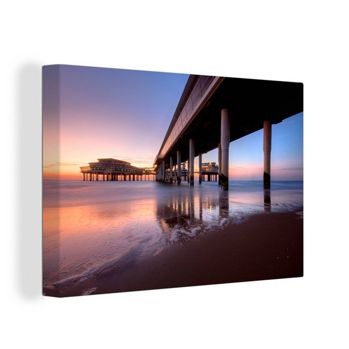 OneMillionCanvasses® Leinwandbild Meer - Brücke - Niederlande (1 St) Wandbild Leinwandbilder Aufhängefertig Wanddeko