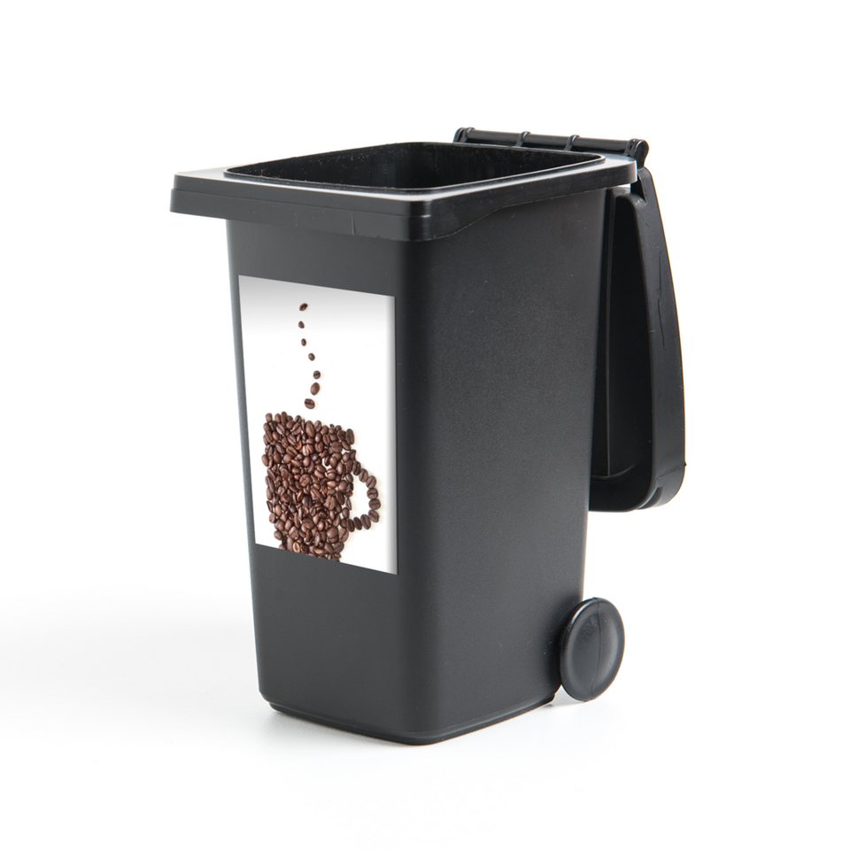 MuchoWow Wandsticker Kaffeetasse aus Kaffeebohnen (1 St), Mülleimer-aufkleber,  Mülltonne, Sticker, Container, Abfalbehälter