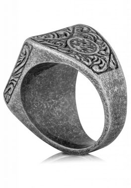Akitsune Siegelring Floral Ring Antik Silber EU 52 - UK L - US 6