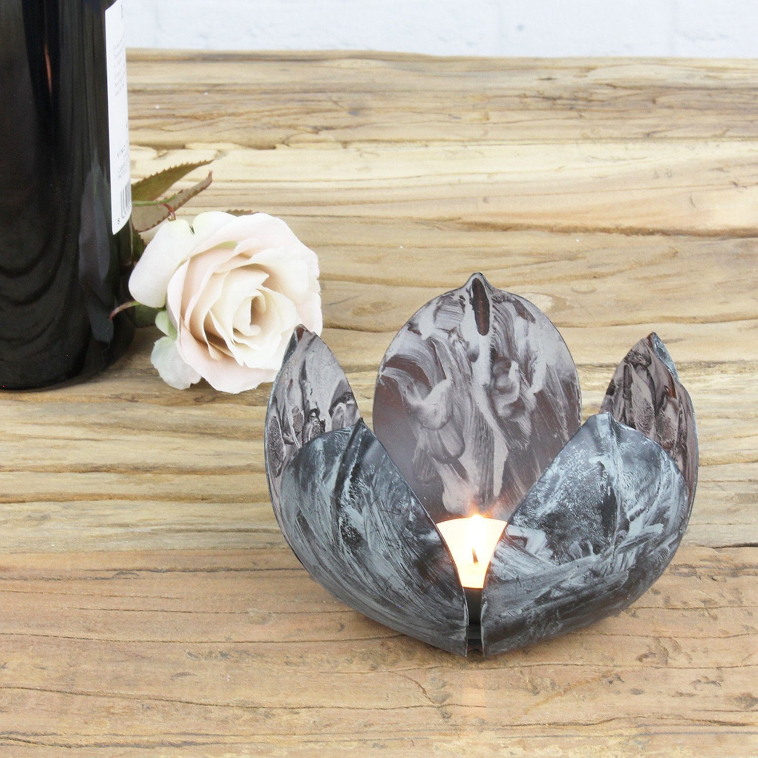 Macosa Home Teelichthalter, Teelichthalter Seerose rund Metall Kerzenschale  Vintage Nostalgie Kerzenhalter Tischdeko Blume Blüte mit Patina  Kerzenständer online kaufen | OTTO