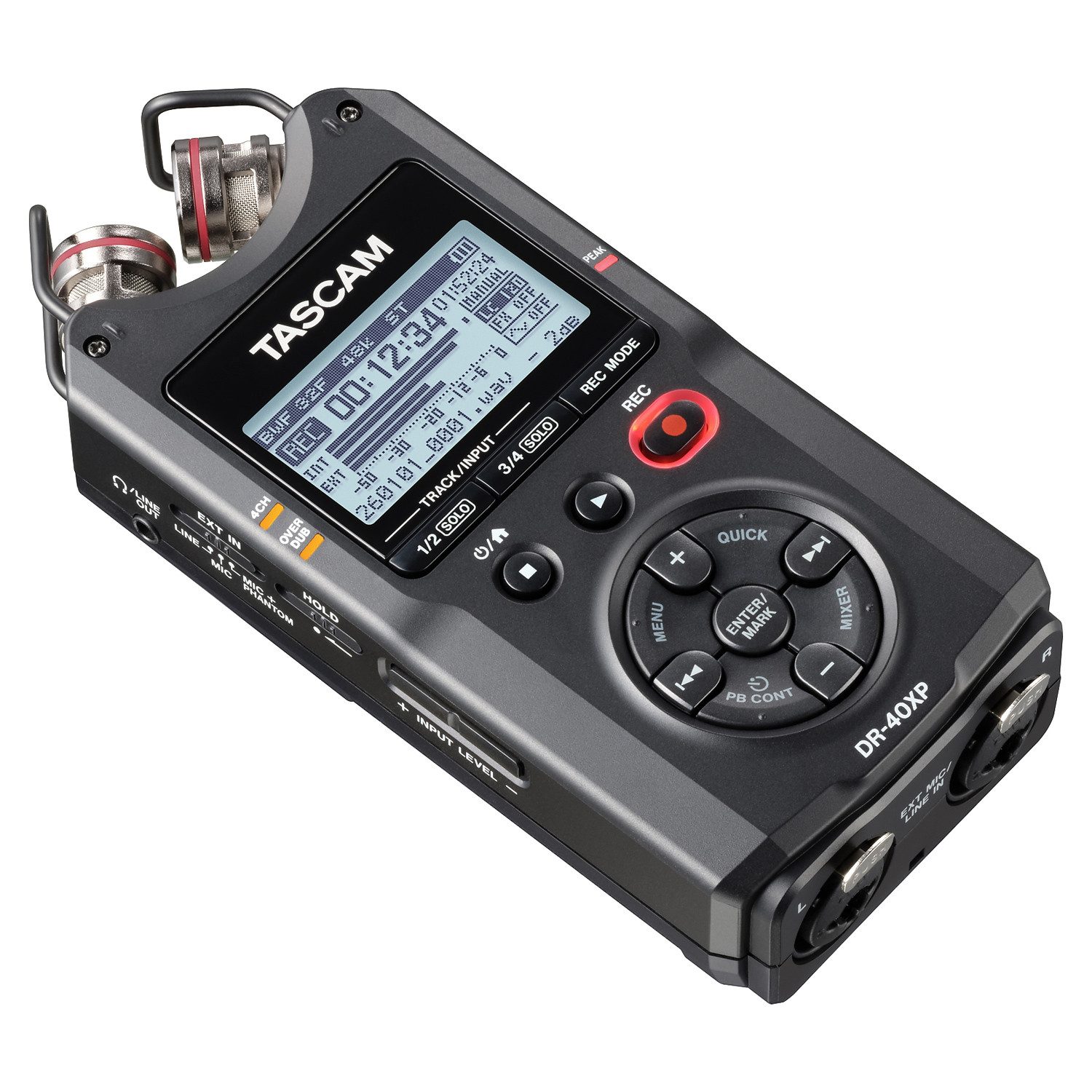 Tascam Tascam Audio-Recorder DR-40XP 4-Kanal Aufnahmegerät Digitales Aufnahmegerät (Aufnahme mit 32-Bit-Float-Auflösung)