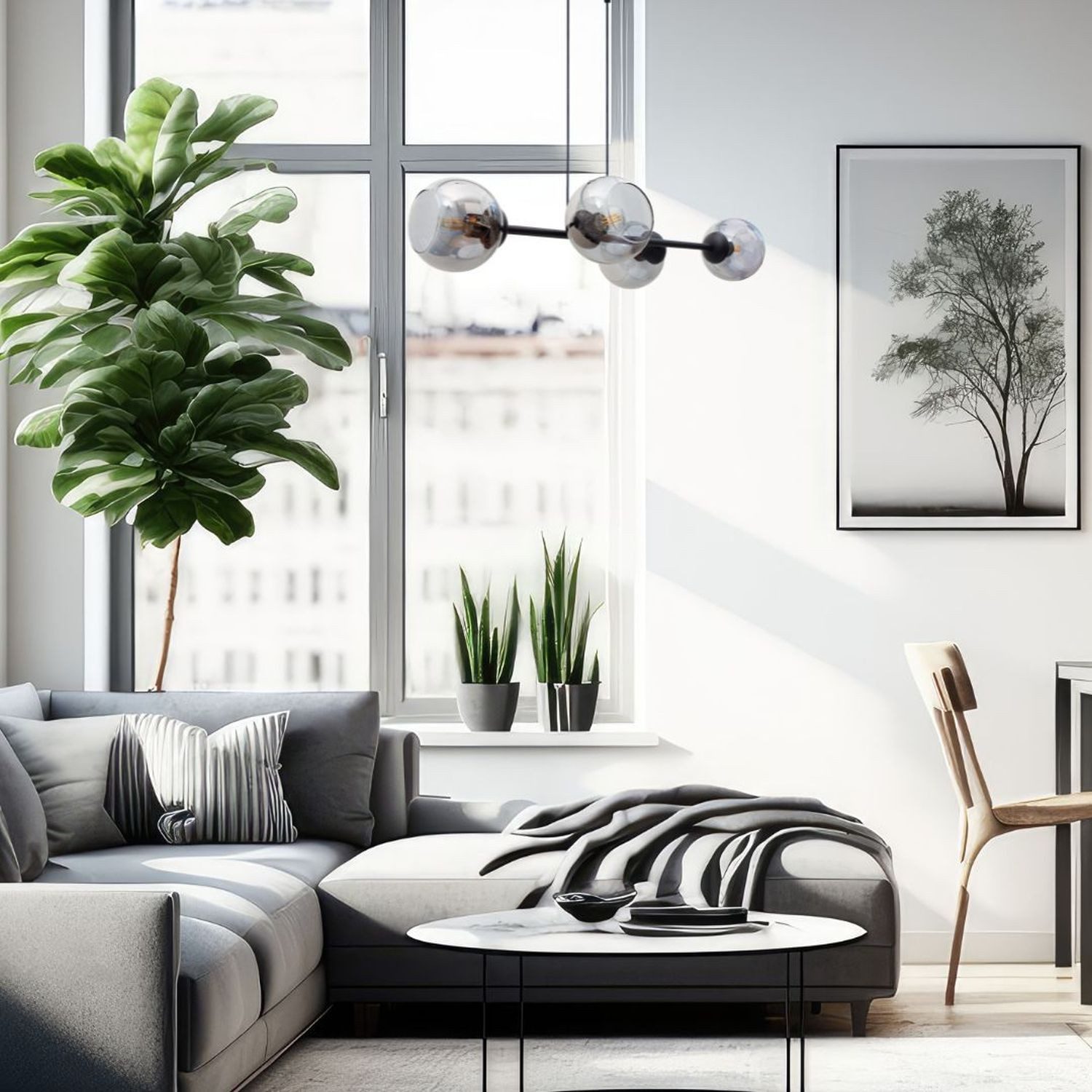 Licht-Erlebnisse Pendelleuchte STAMGUI, ohne Leuchtmittel, Metall Rauchglas E27 H: max. 90 cm Schwarz Rauchgrau 4-flammig Modern