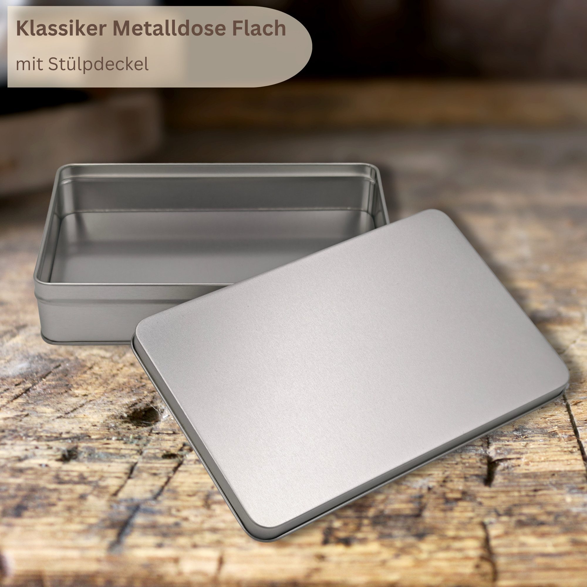 MediMuc Keksdose Klassiker Vorratsdose mit Stülpdeckel Flach, Metalldose – Bild 4 von 5
