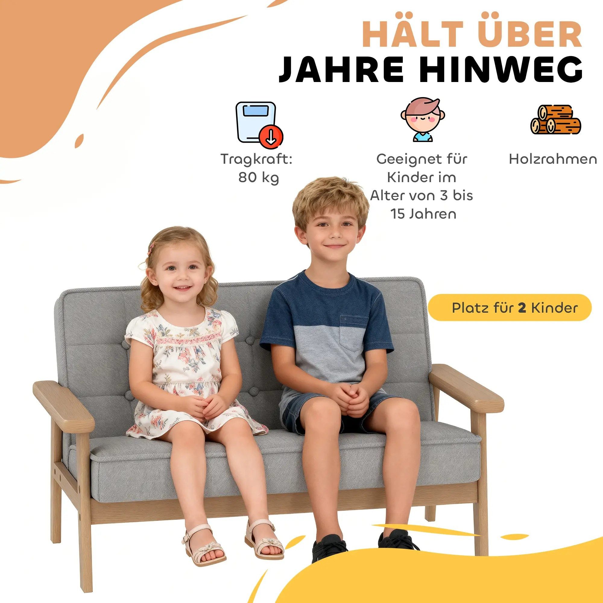 BlingBin Kindersessel Kindersofa mit Samtoptik, massiven Holzfüßen Sessel a günstig online kaufen