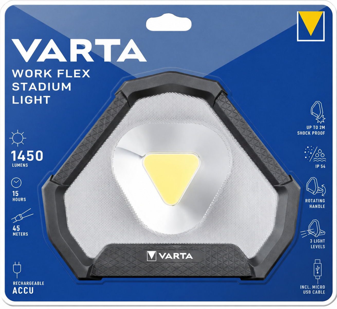VARTA LED Taschenlampe Taschenlampe LED Work Flex Stadium Light Akku 18647