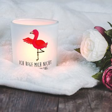 Mr. & Mrs. Panda Windlicht Flamingo Yoga - Transparent - Geschenk, Kerzenglas, Ärger, Windlicht (1 St), Gemütlich