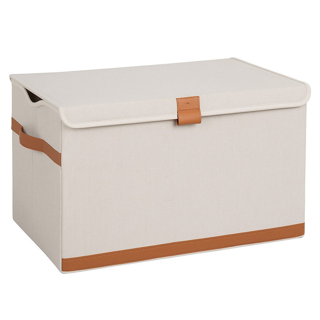 hausleben Aufbewahrungsbox Faltbar mit Deckel & Griff, Verstärkt mit Holz
