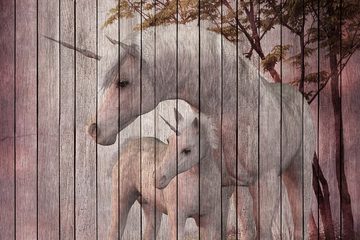 A.S. Création Leinwandbild fantasy 4, Tiere (1 St), Keilrahmen Bild Holzoptik Einhorn