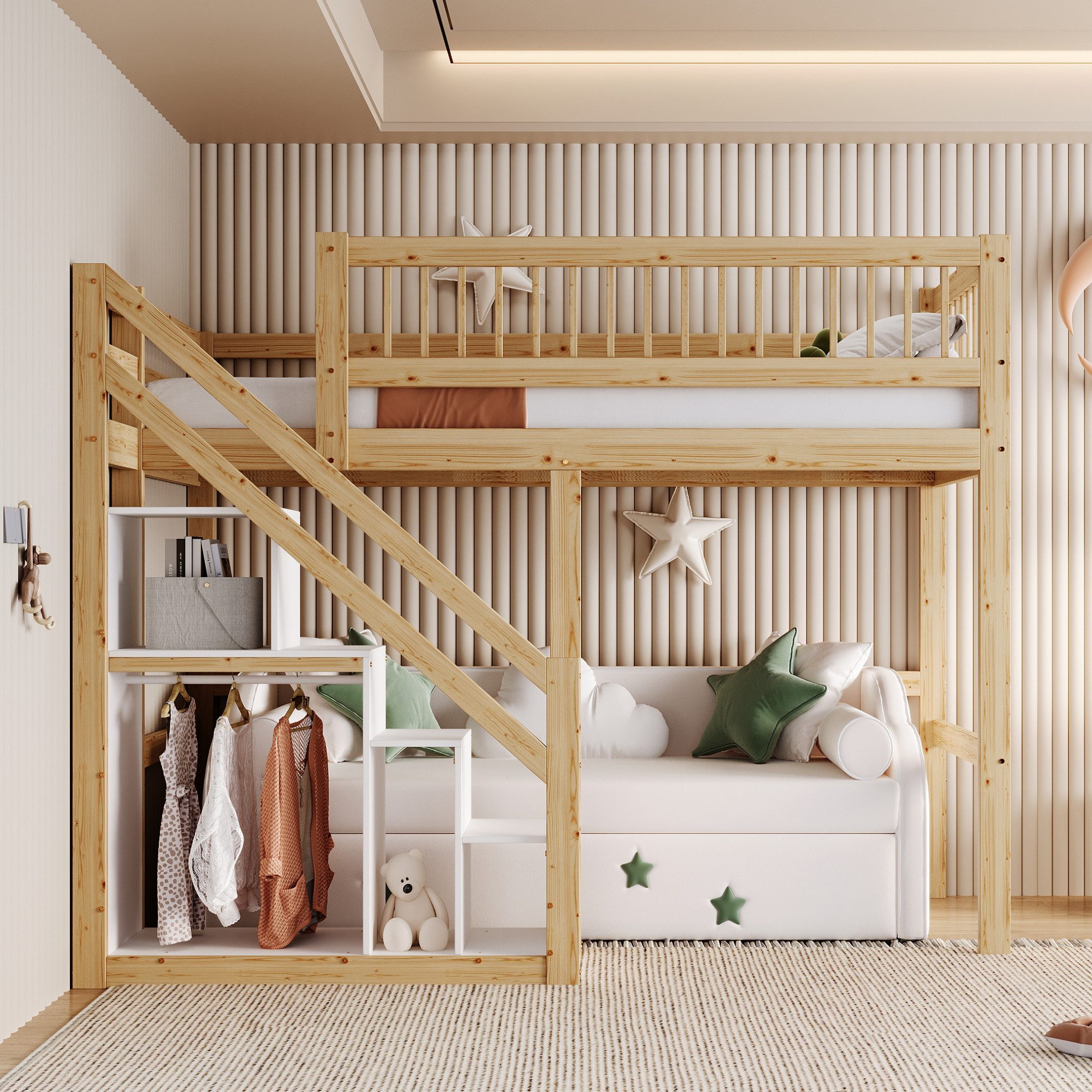 REDOM Etagenbett Kinderbett Holzbett Einzelbett (mit günstig online kaufen
