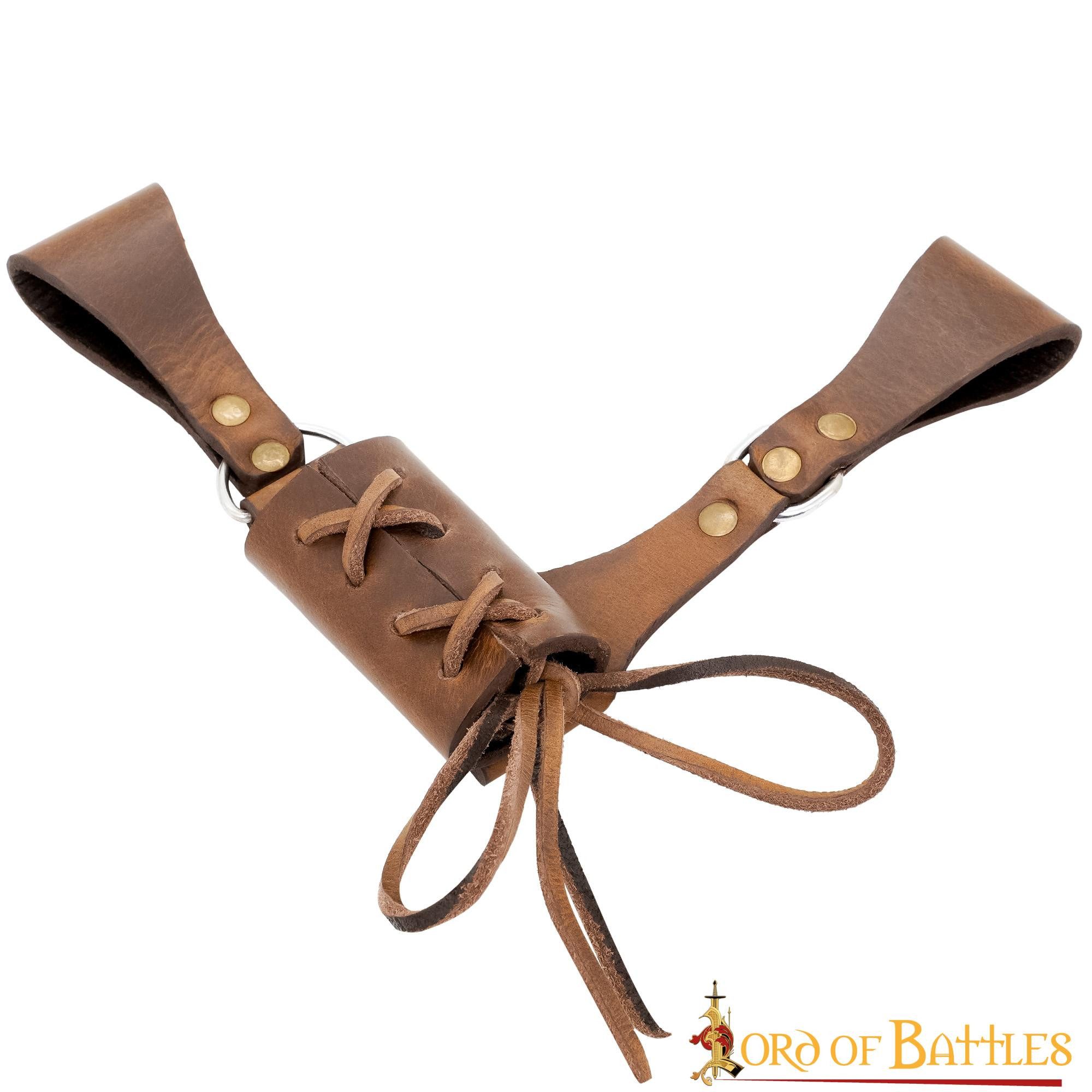 Lord Of Battles Gürtelhalter Dolchhalter oder Axthalter aus Leder Braun, Linkshänder