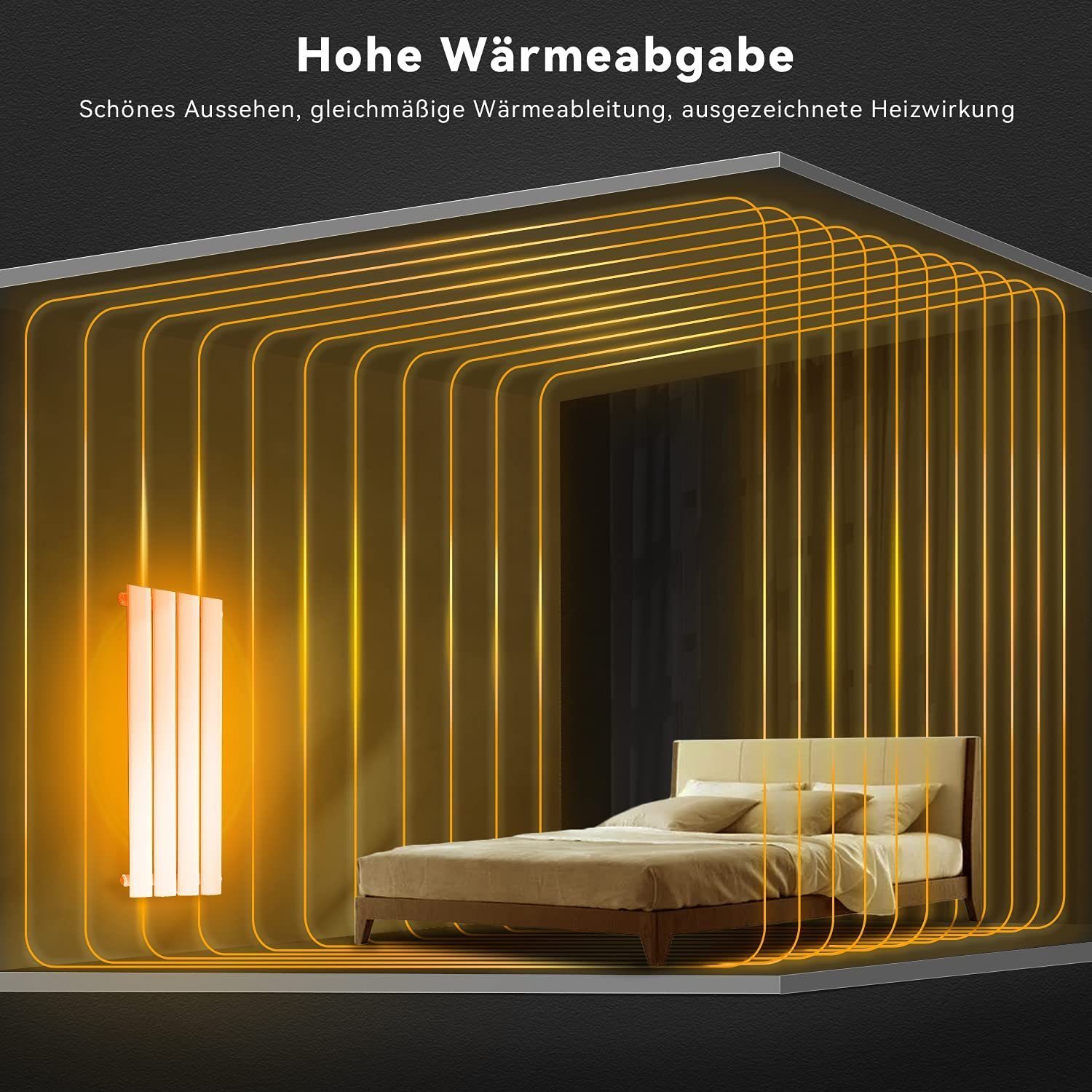SONNI Heizkörper Heizkörper weiß Paneelheizkörper mit/ohne Chrom/weiß Thermostat, Einlagig/Doppellagig, Vertikal/Horizontal – Bild 5 von 5