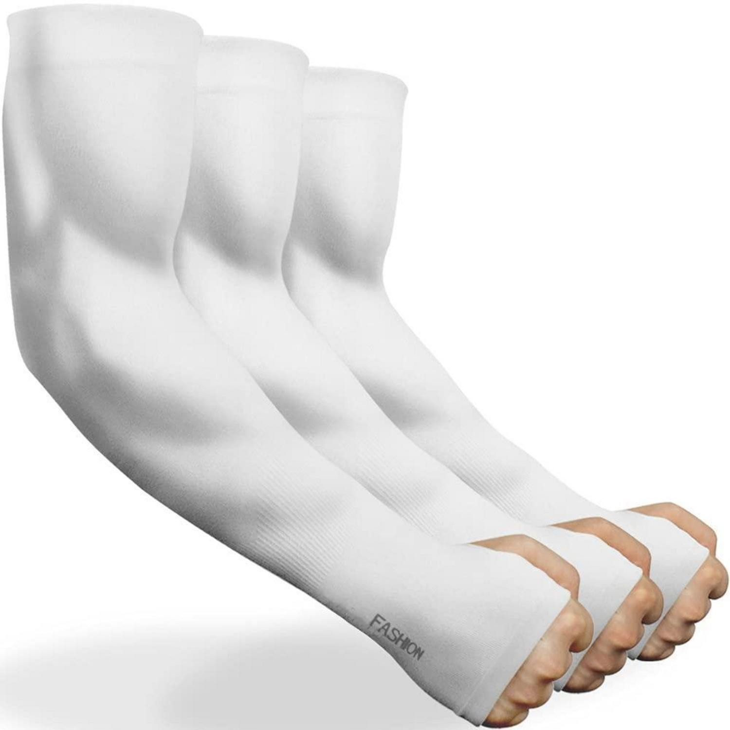 LuxusKollektion Armlinge Arm Sleeves UV-Schutz Einheitsgröße 3 Paar Weiß