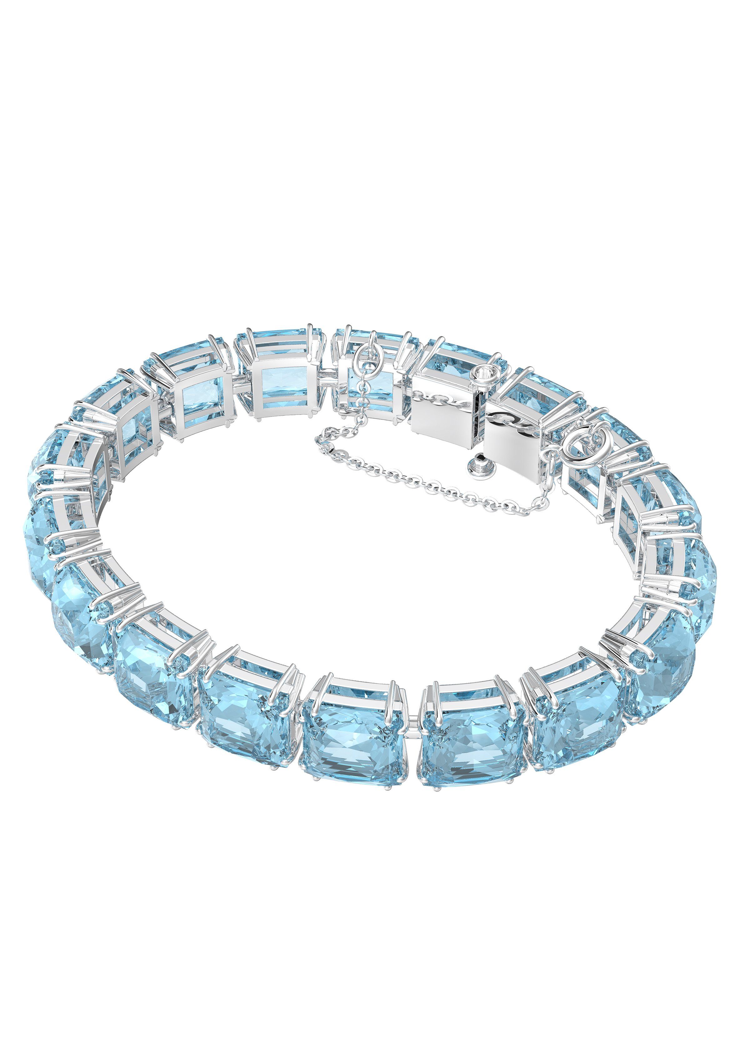 Swarovski Armband Millenia, Kristalle im Quadrat Schliff, 5612682, 5614924, mit Swarovski® Kristall metallfarben-blau