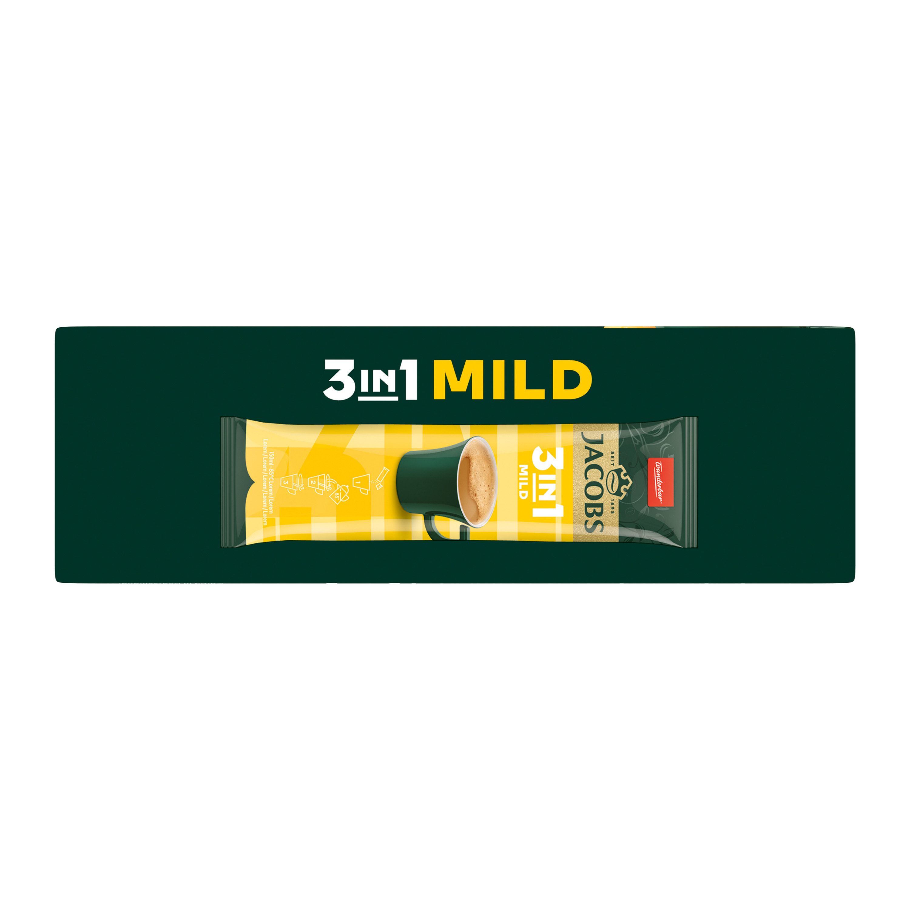 JACOBS Kaffee Löskaffee 3in1 MILD Instantkaffee 12 x 10 Sticks = 120 Getränke, 1332 g, (Packung, 12er Pack) – Bild 4 von 5