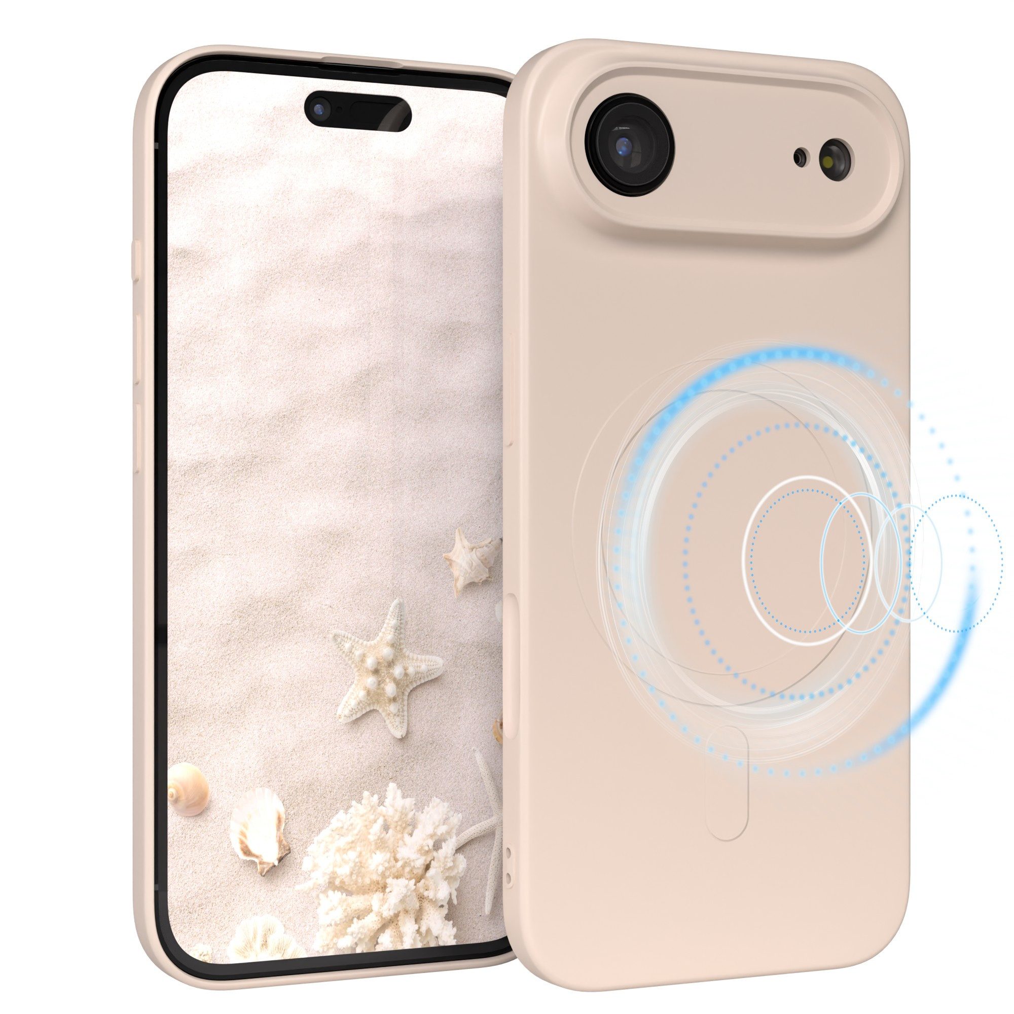 EAZY CASE Handyhülle für Apple iPhone Air Hülle Silikon 6,5 Zoll, Schutzcase mit MagSafe Slimcover Silikonschutzhülle elastisch Taupe