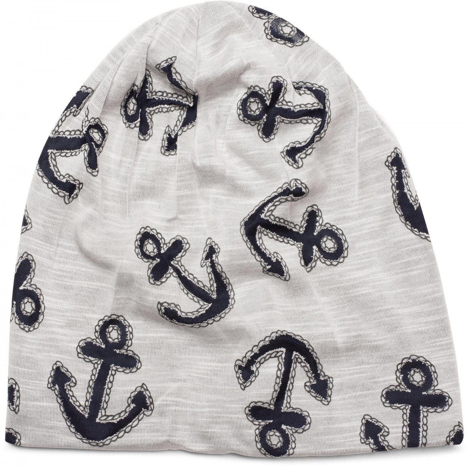 Seil Beanie Anker mit Hellgrau-Marine (1-St) Beanie styleBREAKER Print