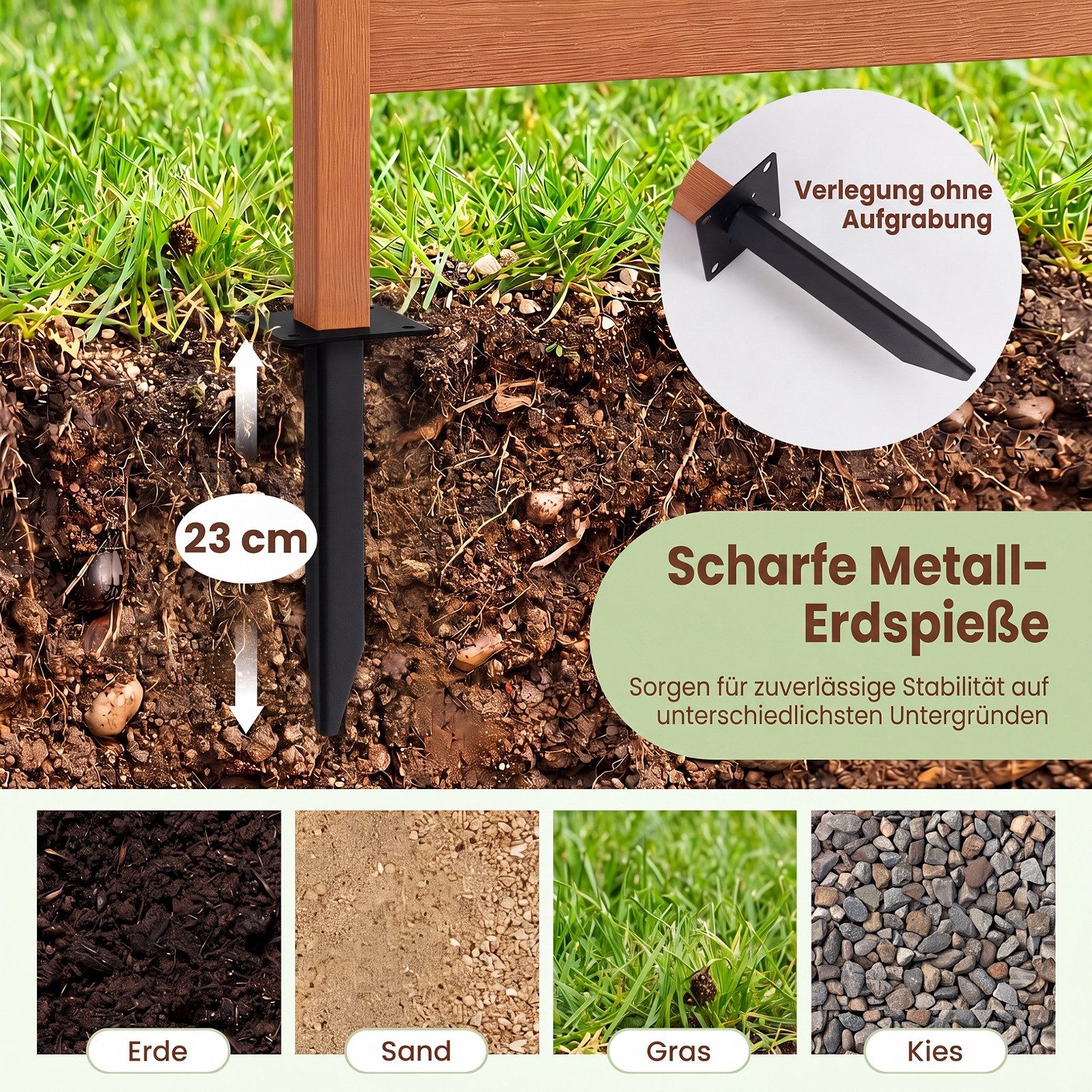 COSTWAY Gartenzaun, Sichtschutzzaun aus HIPS, Sichtschutzwand 93x63,5 cm