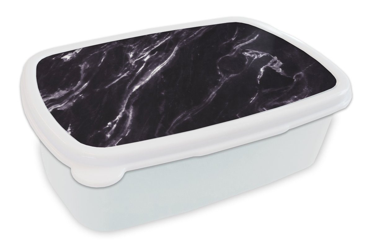 MuchoWow Lunchbox Marmor - Textur - Steine, Kunststoff, (2-tlg), Brotbox für Kinder und Erwachsene, Brotdose, für Jungs und Mädchen weiß