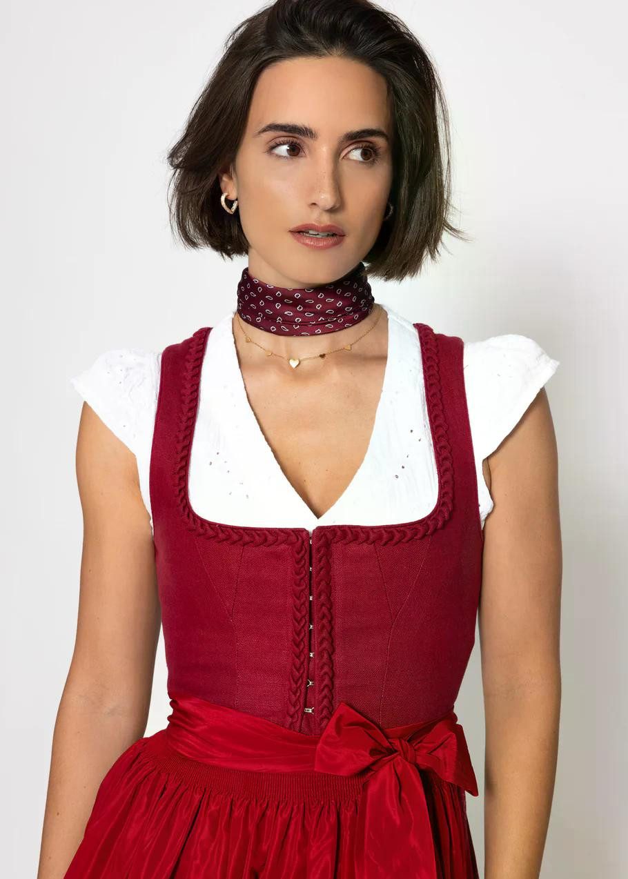 SASSYCLASSY Dirndlbluse Dirndlbluse aus Musselin mit Stickerei für Damen Traditionelle Trachtenbluse mit V Ausschnitt und Flügelärmel Weiß