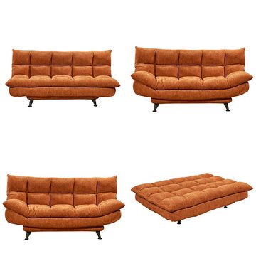 Lomadox Schlafsofa MONTORO-09, Schlafcouch ausklappbar MONTORO-09, cognacfarben, BxHxT 216x104x108 cm