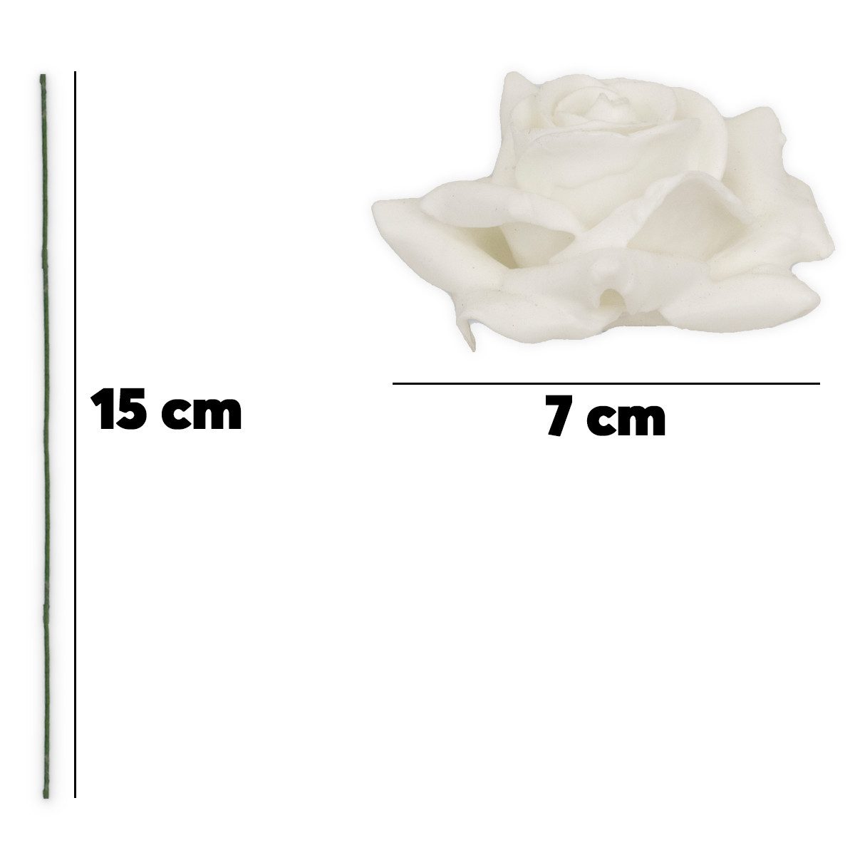 matches21 HOME & HOBBY Bilderrahmen Wachsrosen mit Stiel als Kunstrosen Rosen-Blüten in weiß, (4 St), 4 künstliche Wachs-Blüten Textil-Rosen Blumengestecke Deko – Bild 2 von 5