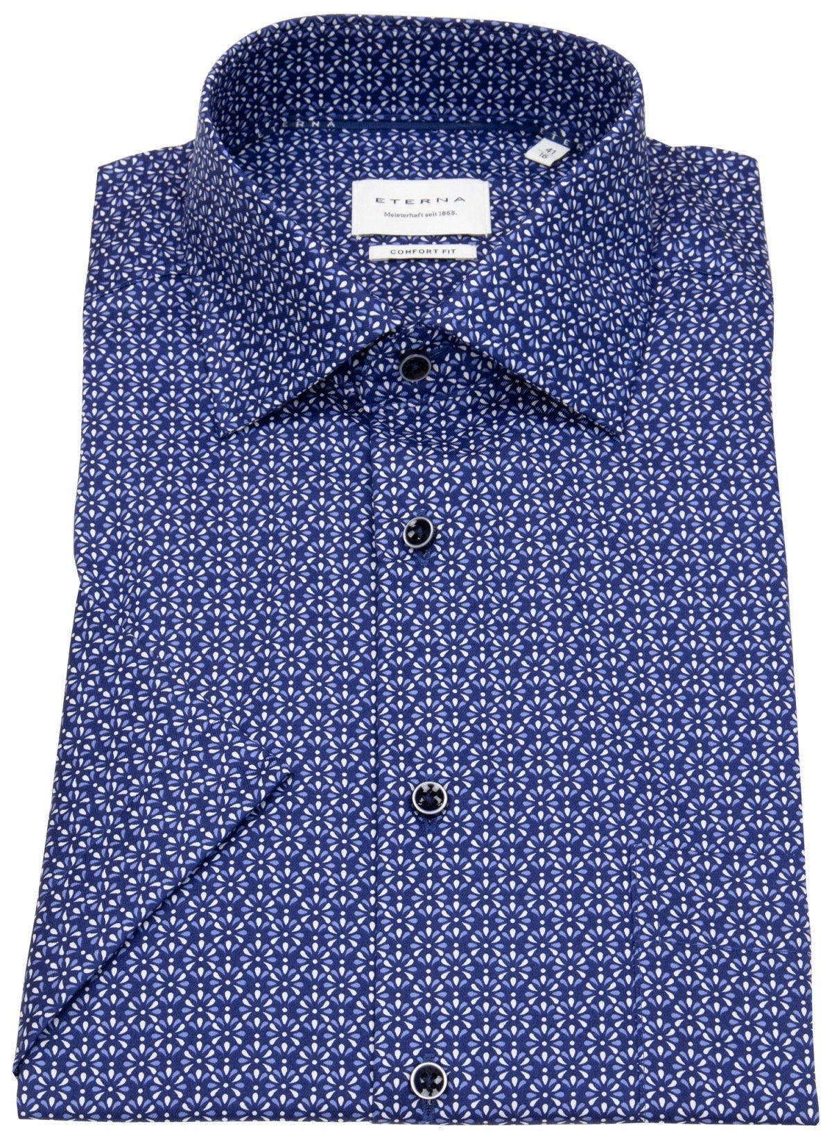 Eterna Kurzarmhemd Comfort Fit bügelfrei Kentkragen