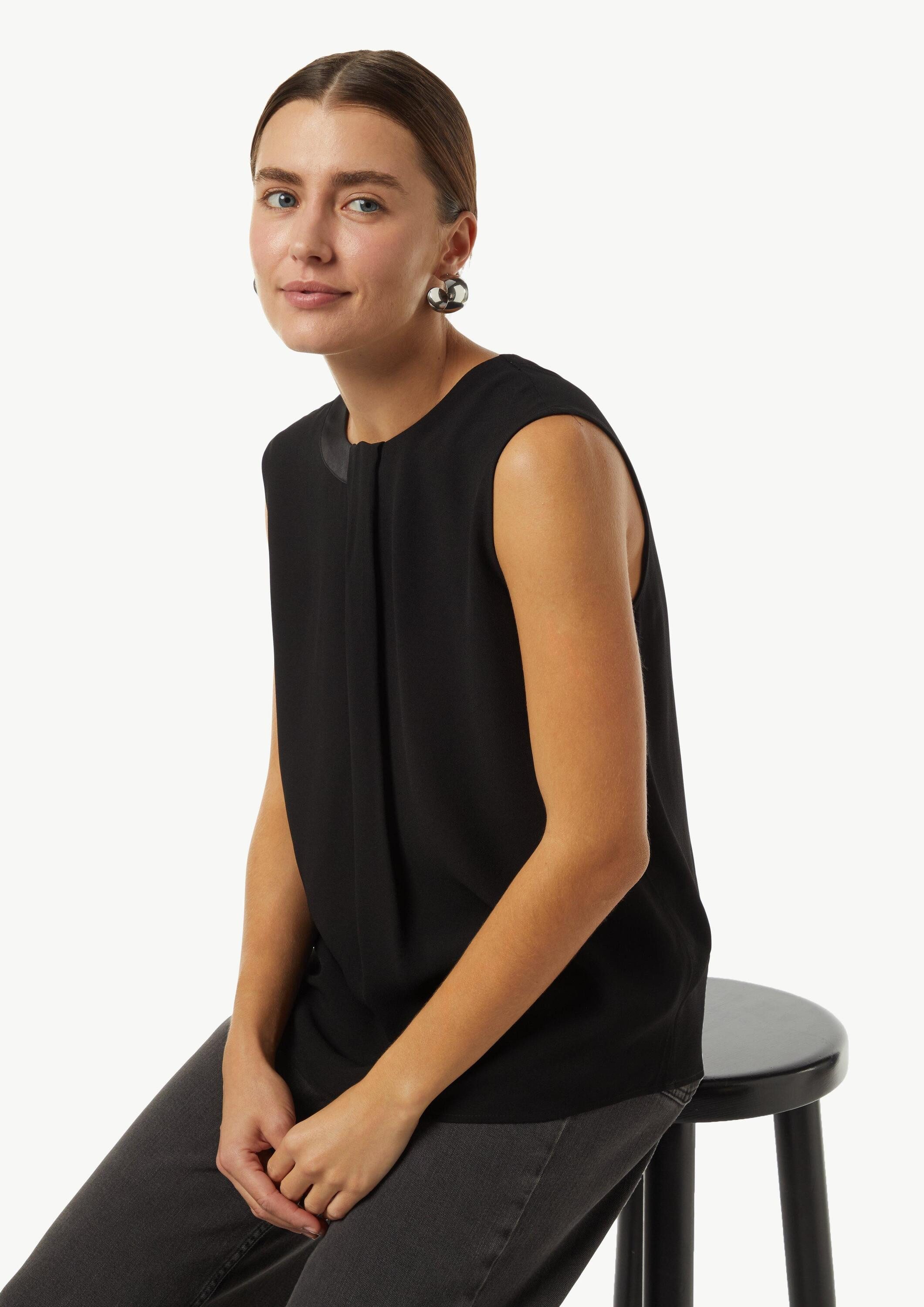 comma Blusentop Bluse Crêpe-Top mit Faltendetail
