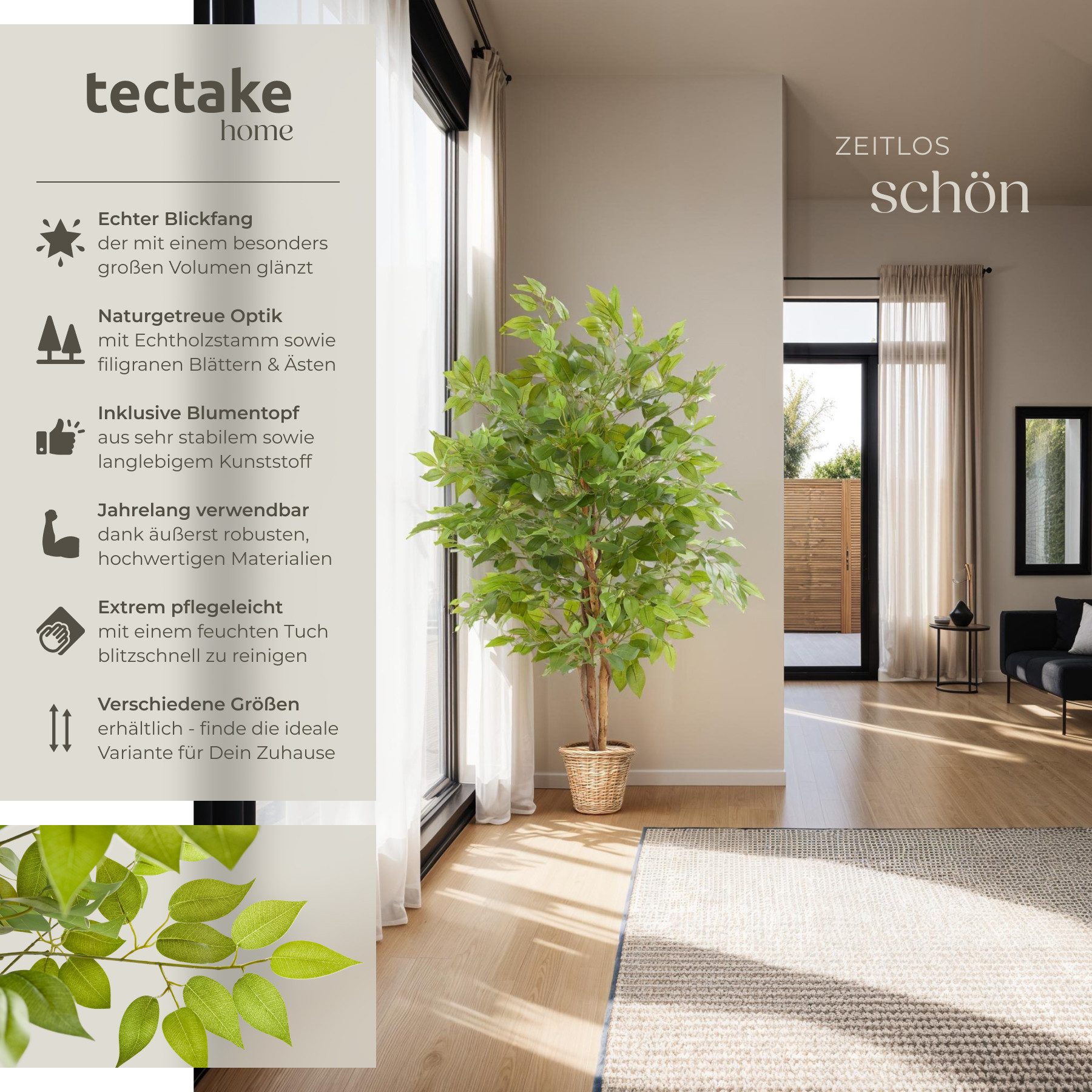 Künstliche Zimmerpflanze Künstlicher Ficusbaum Ficusbaum, tectake, Höhe 120 günstig online kaufen