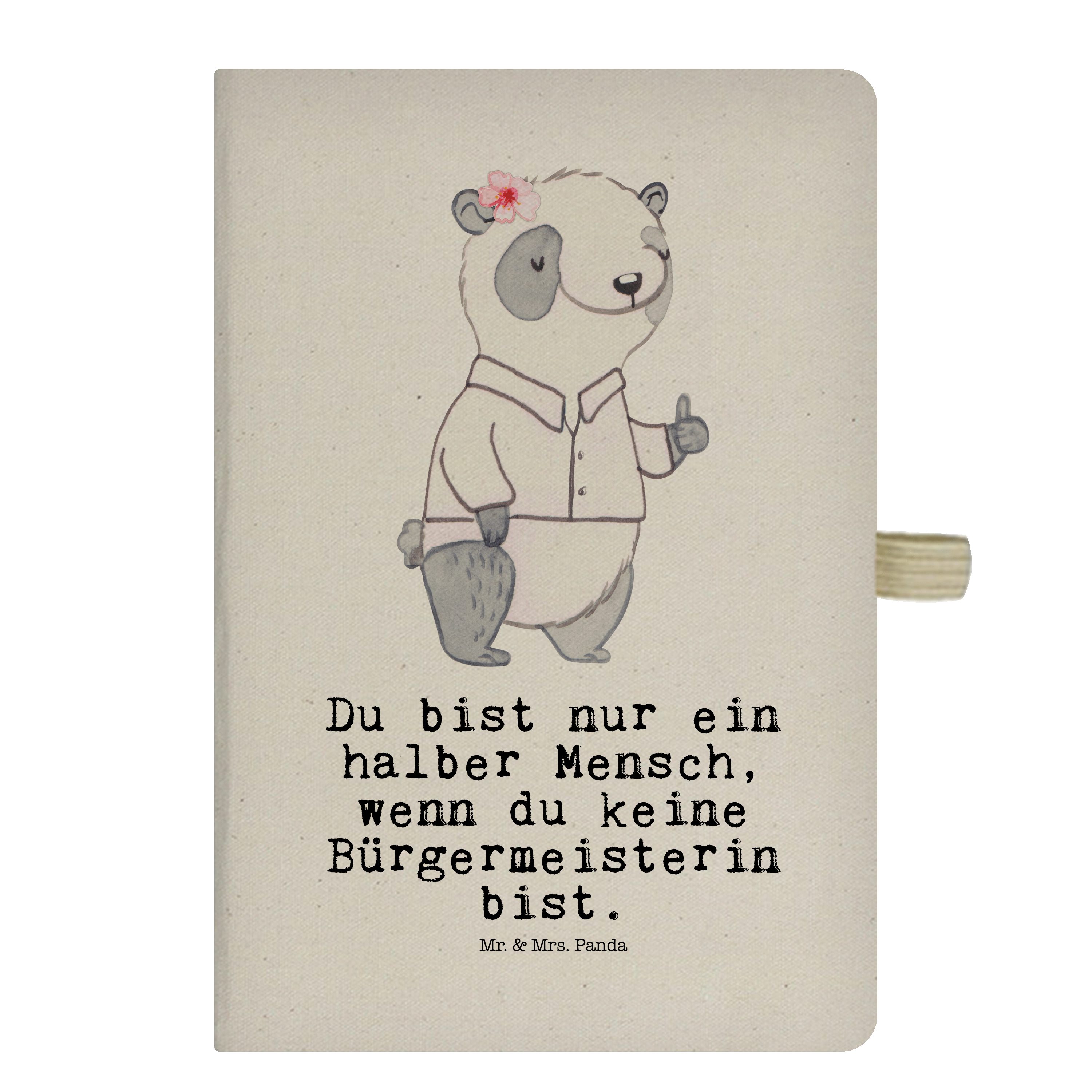 Mr. & Mrs. Panda Notizbuch Bürgermeisterin mit Herz - Transparent - Geschenk, Notizen, Adressbuc Mr. & Mrs. Panda