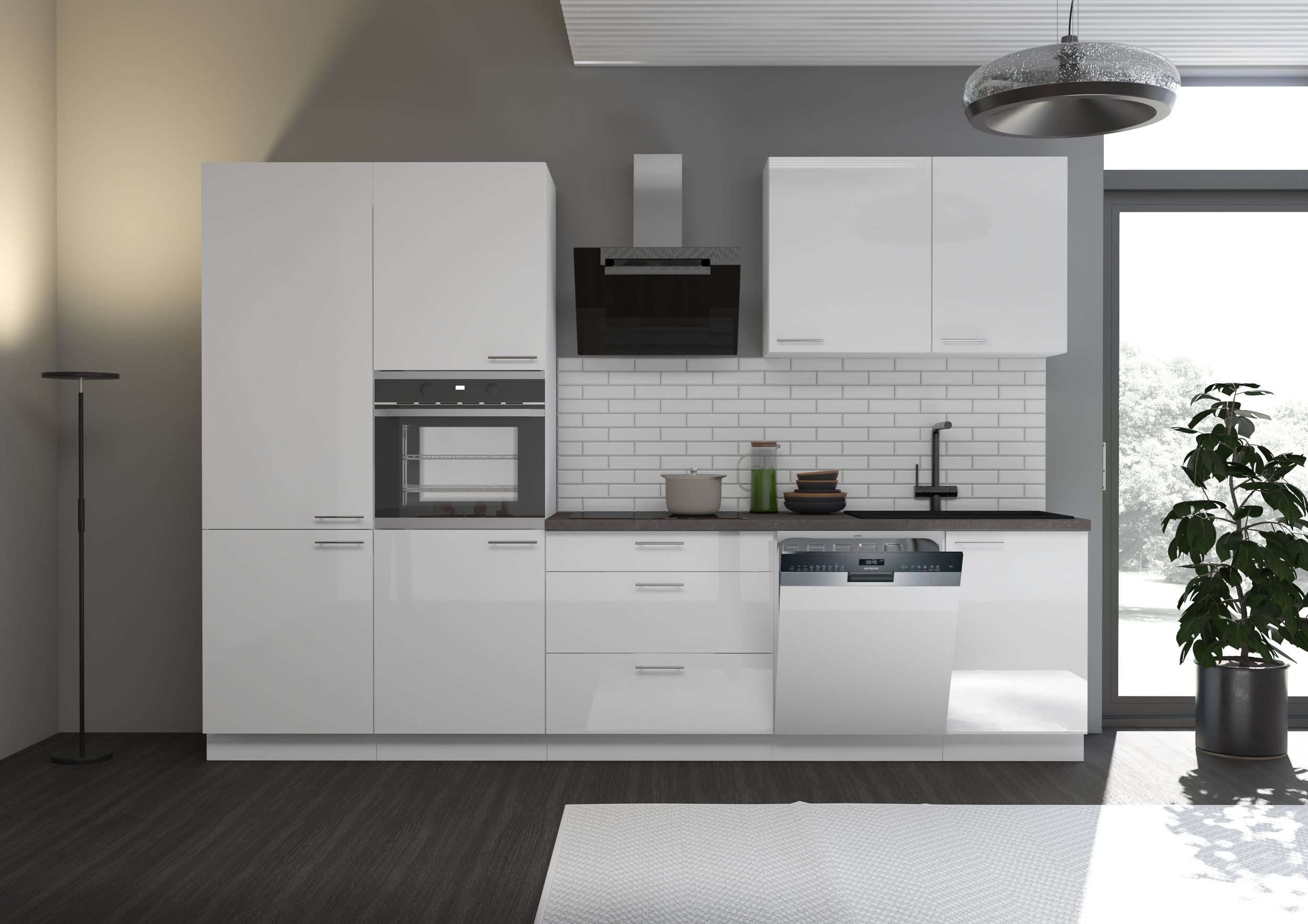 Küchen-Preisbombe Küchenzeile Lara Weiß hochglanz 310 cm Küche Einbauküche günstig online kaufen