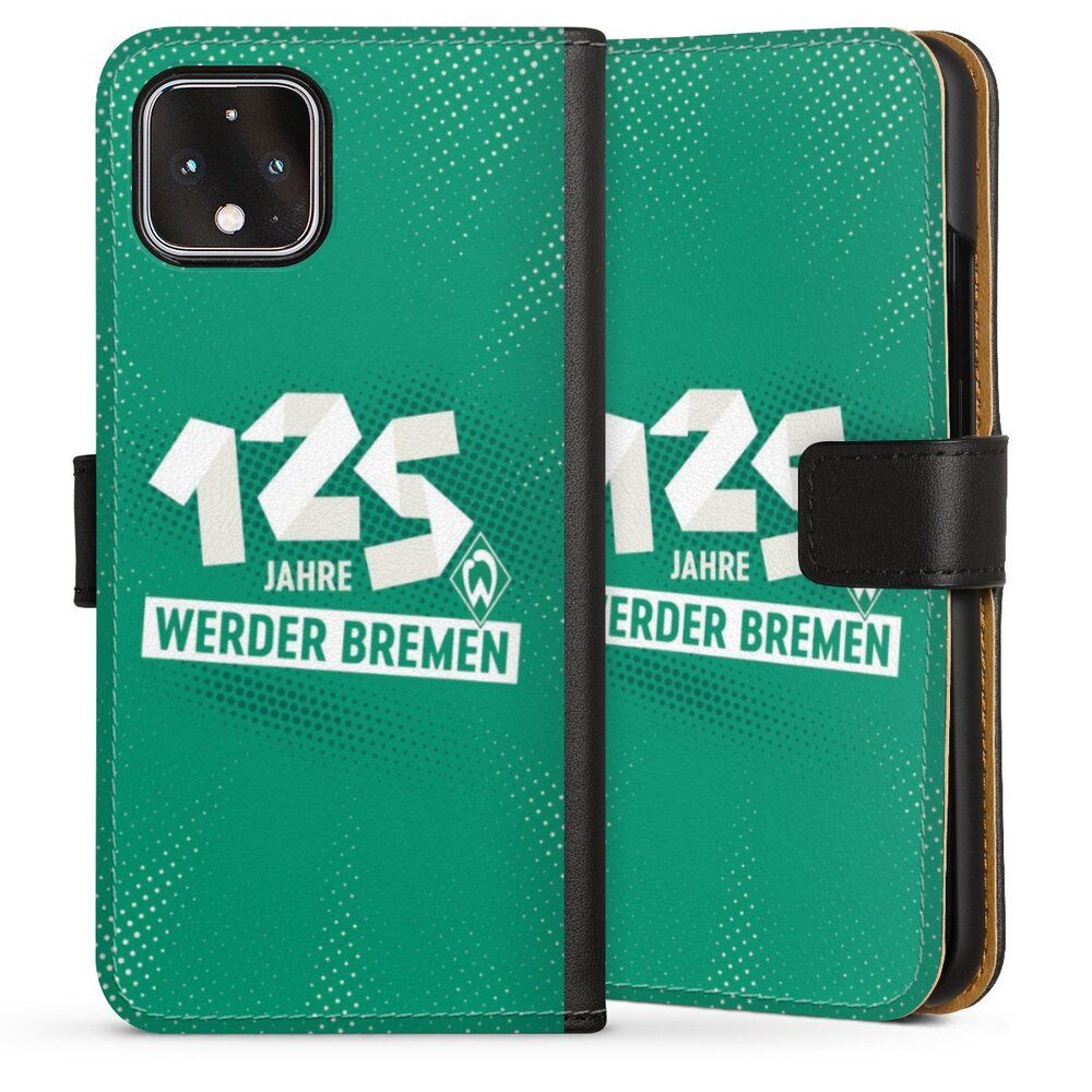 DeinDesign Handyhülle 125 Jahre Werder Bremen Offizielles Lizenzprodukt, Google Pixel 4 Hülle Handy Flip Case Wallet Cover Handytasche Leder