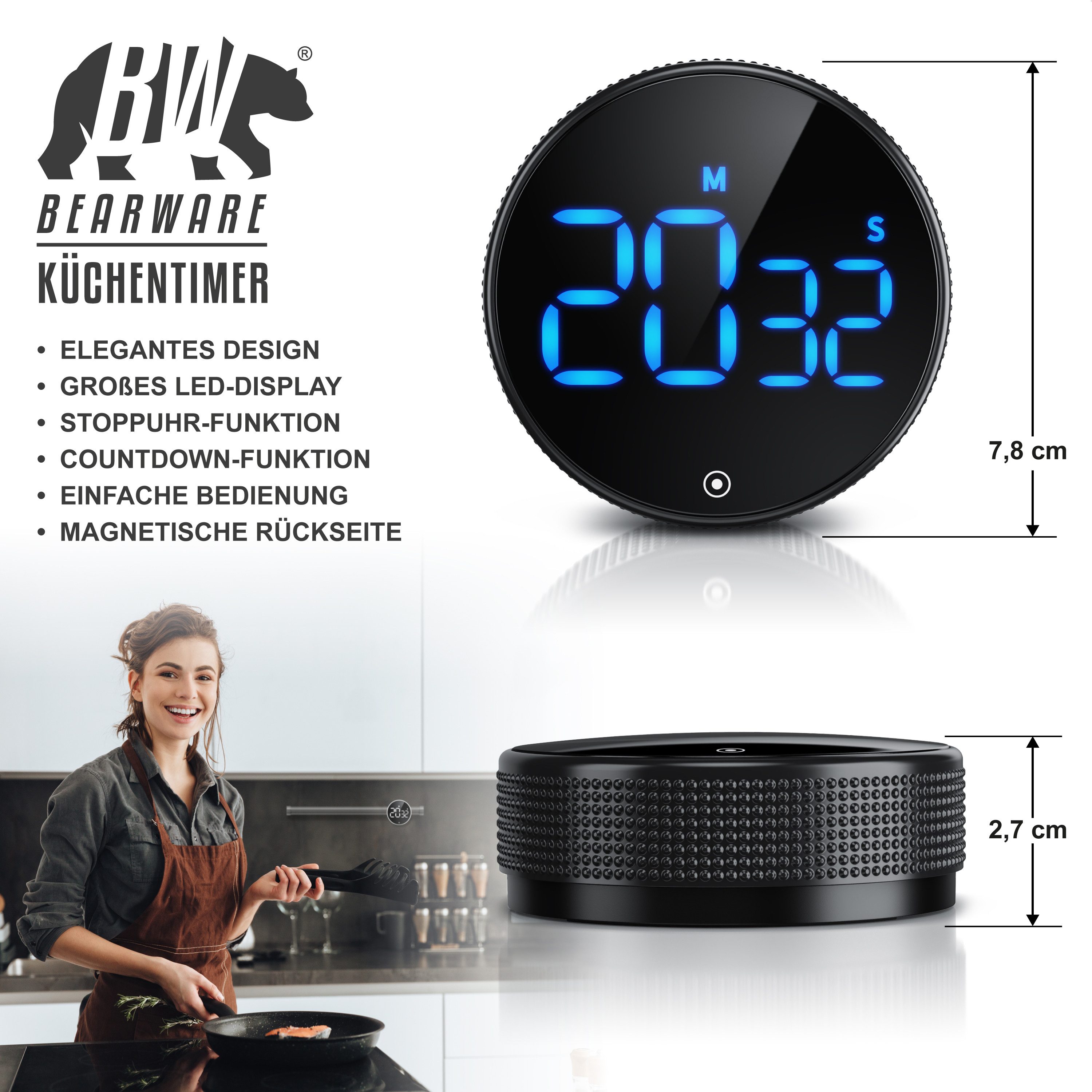 BEARWARE Küchentimer Digital, Küchenwecker Eieruhr, LED günstig online kaufen
