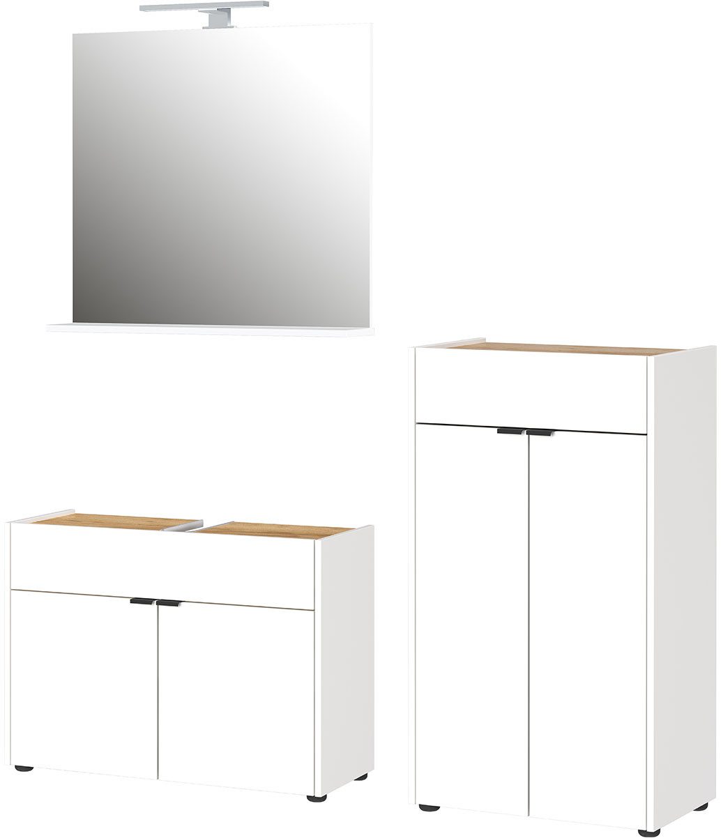 GERMANIA Badmöbel-Set Ameca, (3-St), Badezimmer-Set bestehend aus Waschbeckenunterschr., Spiegel & Kommode
