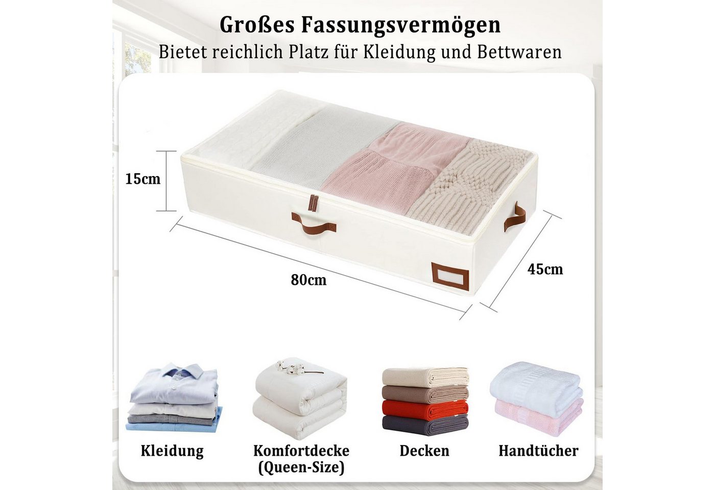 Thumbnail - Coonoor Aufbewahrungsbox 90-Liter-Unterbett-Aufbewahrungstasche, faltbare Aufbewahrungsbox (1 St), Kleideraufbewahrungst...