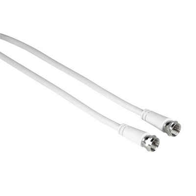 Hama 5m Sat-Kabel Antennen-Kabel F-Stecker Weiß Video-Kabel, F-Stecker, Kein (500 cm), 5m lang für TV 4K UHD HD+ HDR DVB-S2 Koax-Kabel Koaxial-Kabel