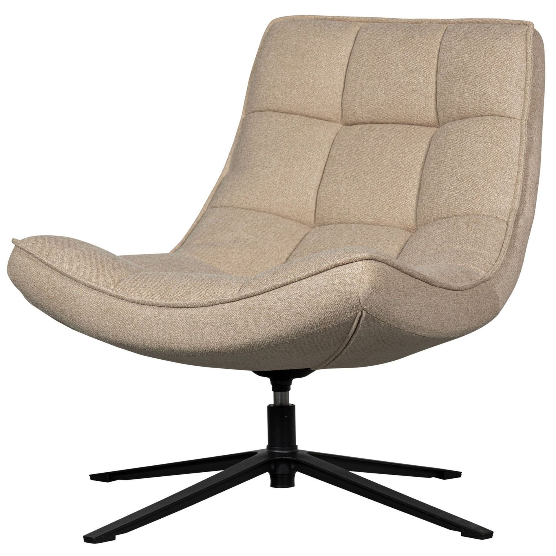 WOOOD Relaxliege Retro Drehsessel Relaxsessel Maudi Stoff Naturfarben