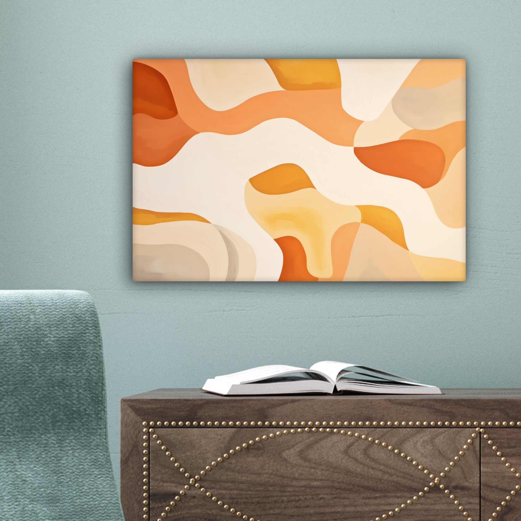 OneMillionCanvasses® Leinwandbild (1 Abstrakt 30x20 Wanddeko, - cm Kunst, Aufhängefertig, Orange St), Wandbild Leinwandbilder, 