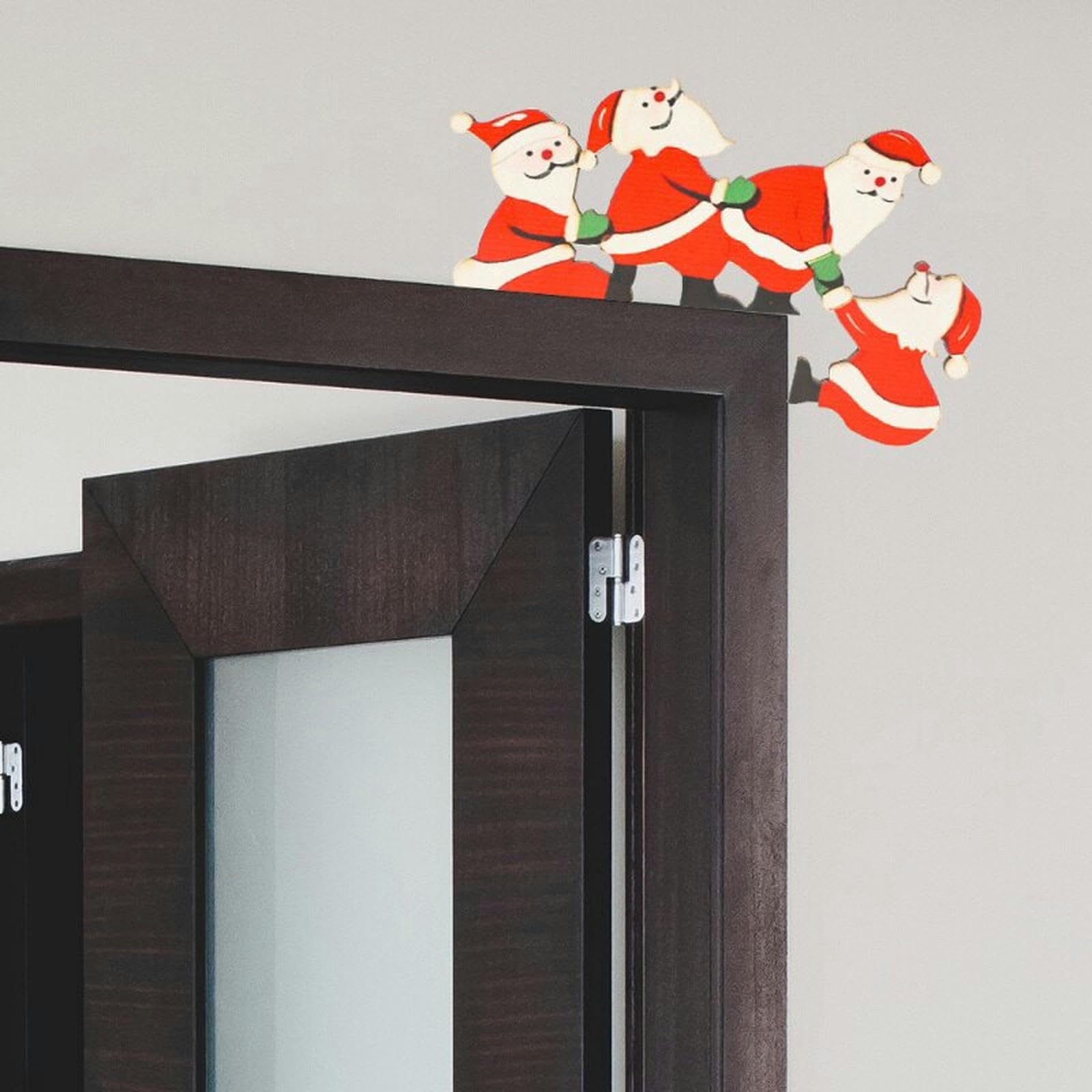 Coonoor Weihnachtsmann Weihnachtsdekorationen Home Decor Holz Rahmen Ecke Dekoration, für Wände Türen und Fenster Weihnachtsecktürrahmen Deko – Bild 3 von 3