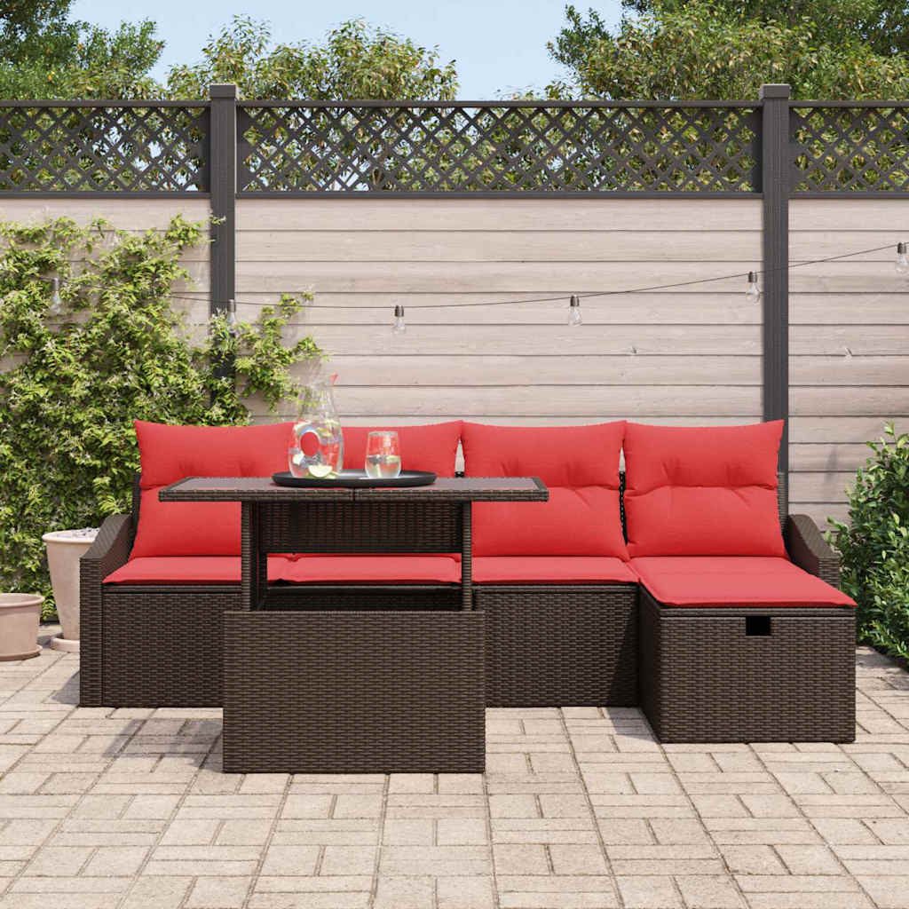 vidaXL Gartenlounge-Set Gartensofa-set 6 Stk. Poly-Rattan, (6-tlg)