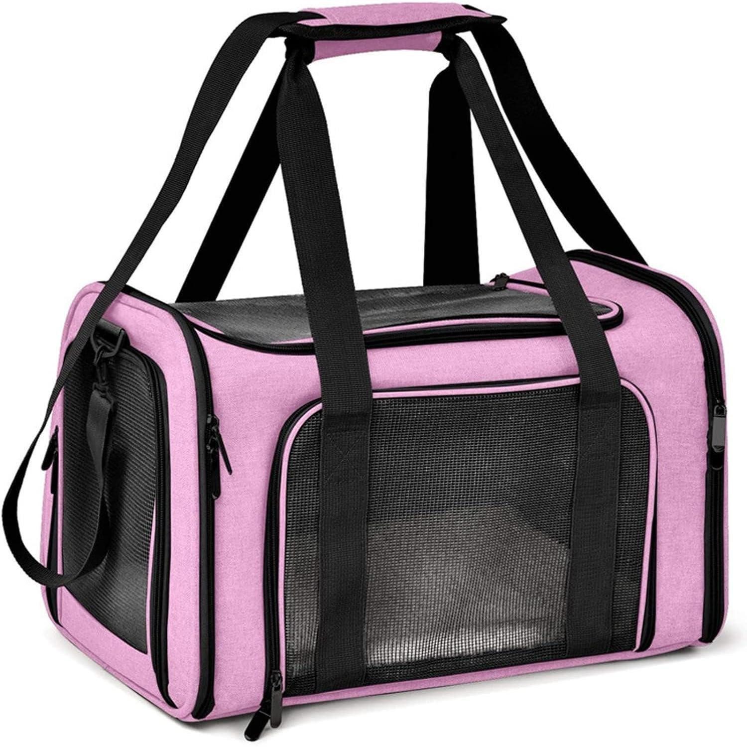 LuxusKollektion Tiertransporttasche Transporttasche Katze Hund faltbar tragbar Rosa L 50 x B 34 x H 34 cm