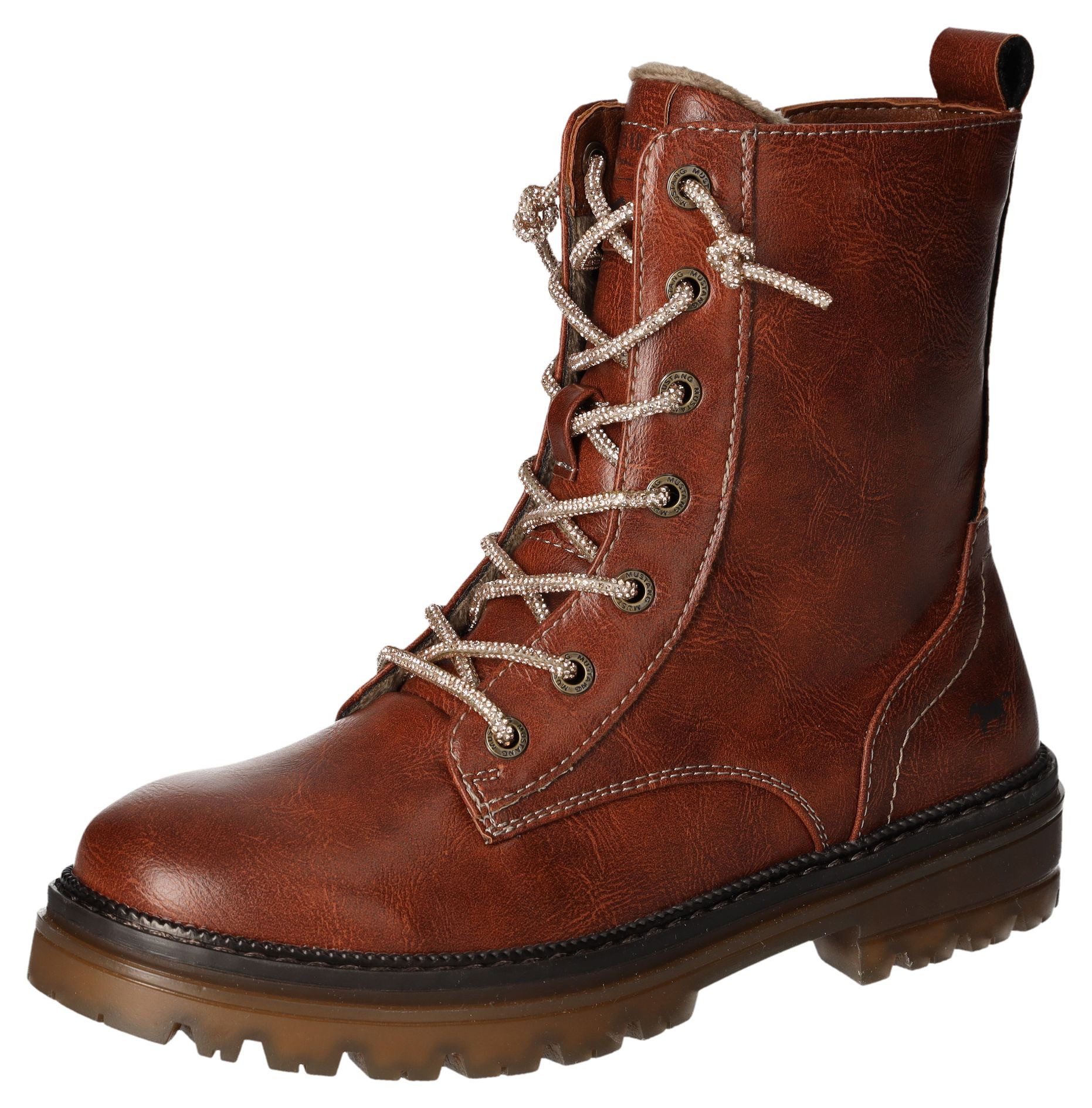 Mustang Shoes Schnürboots, Stiefelette, Blockabsatz, mit günstig online kaufen