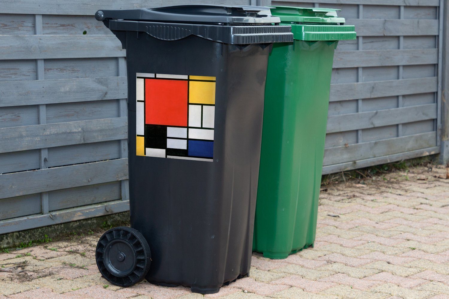 - Alte Mondrian MuchoWow Mülleimer-aufkleber, (1 Container, Abfalbehälter Sticker, - St), Kunst Mülltonne, Meister Wandsticker