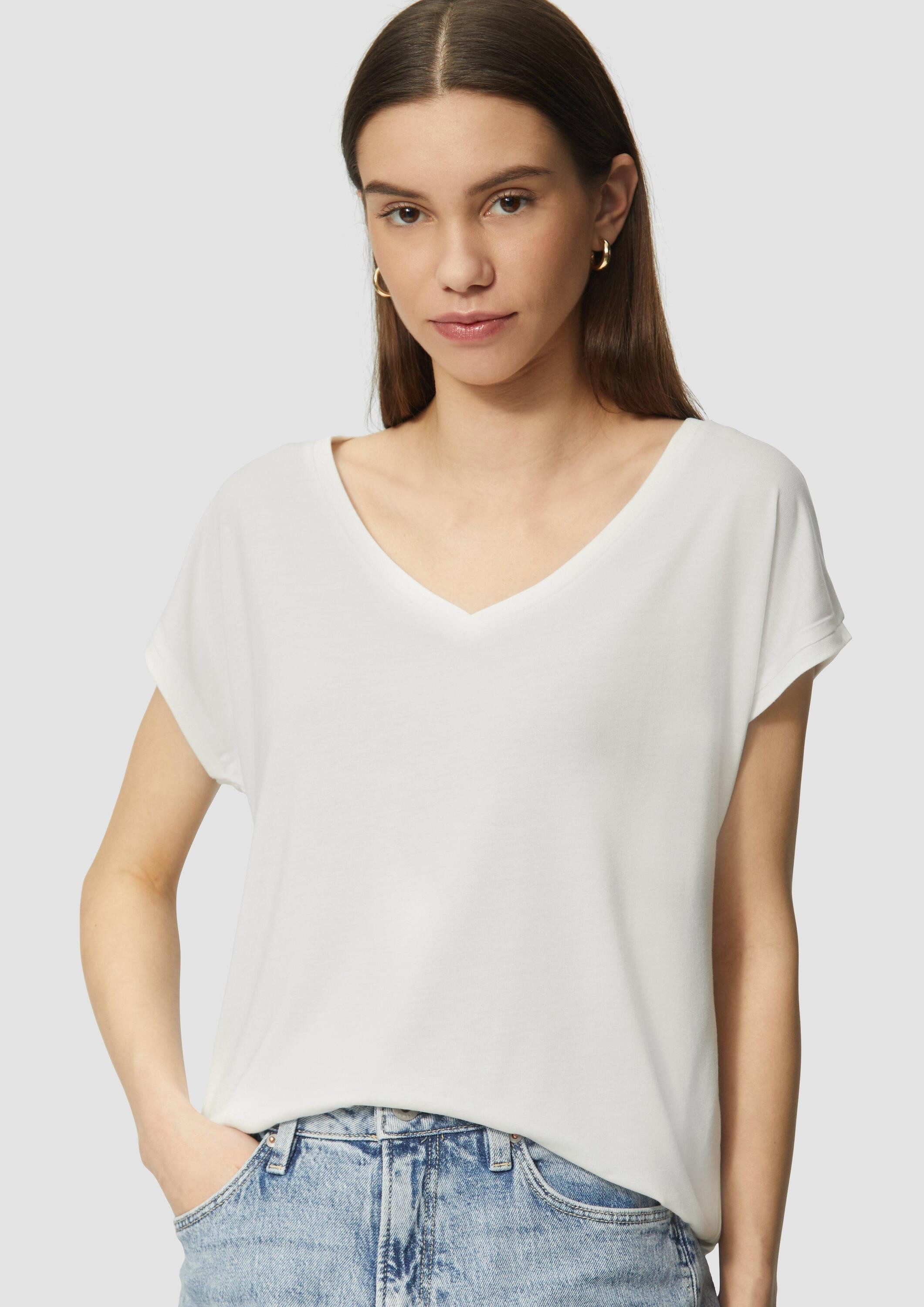 QS Kurzarmshirt T-Shirt Locker geschnittenes T-Shirt im Modalmix günstig online kaufen