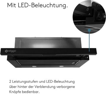 wiggo Flachschirmhaube WE-E632ER Unterbauhaube 60 cm - schwarz, Abluft oder Umluft Dunstabzug 300m³/h mit LED-Beleuchtung