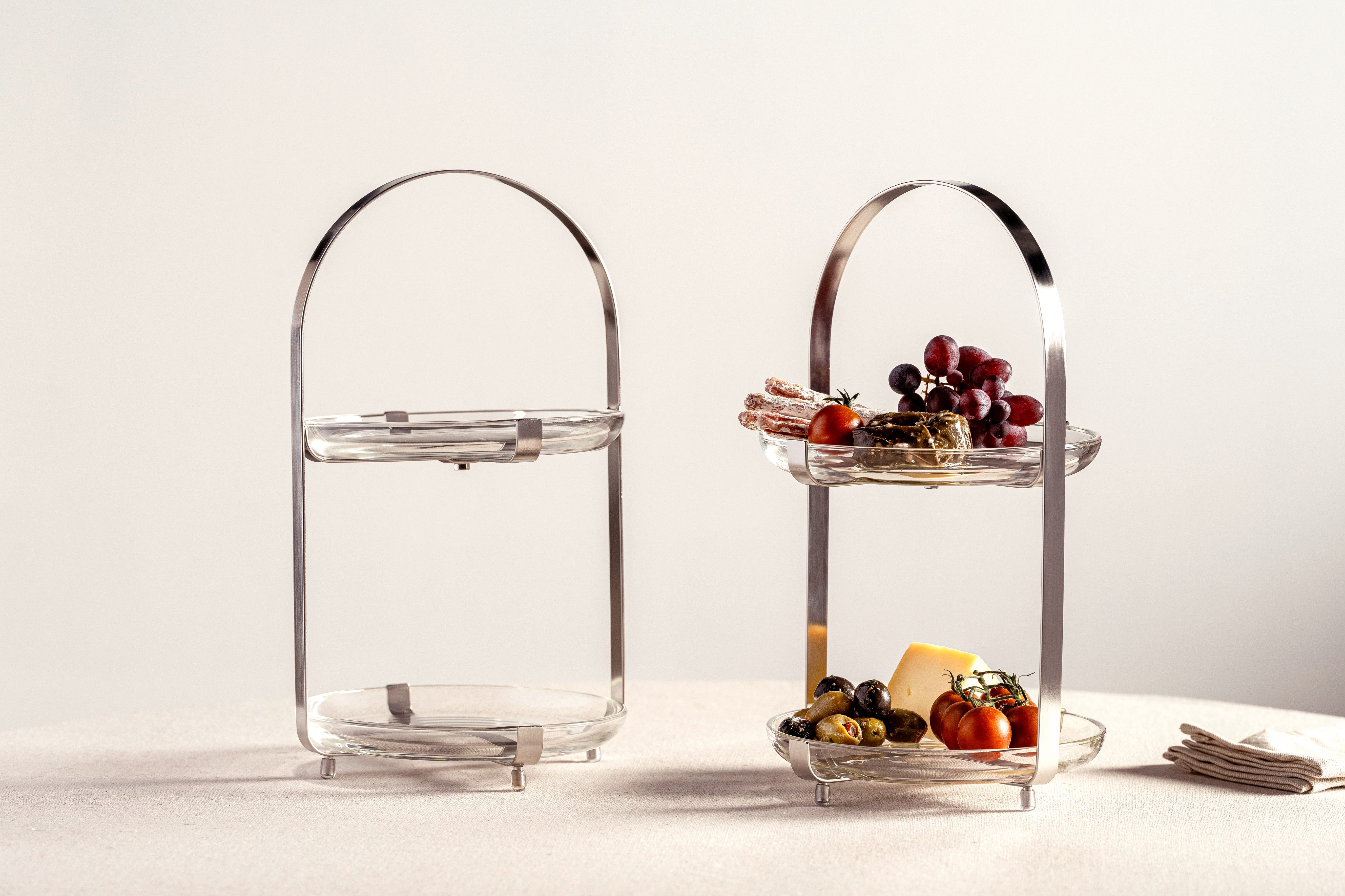 LEONARDO Etagere CUCINA, 2 stufig - Höhe 32 cm, Glas, Metall, Servieretagere mehrstöckig, zum Servieren und Präsentieren