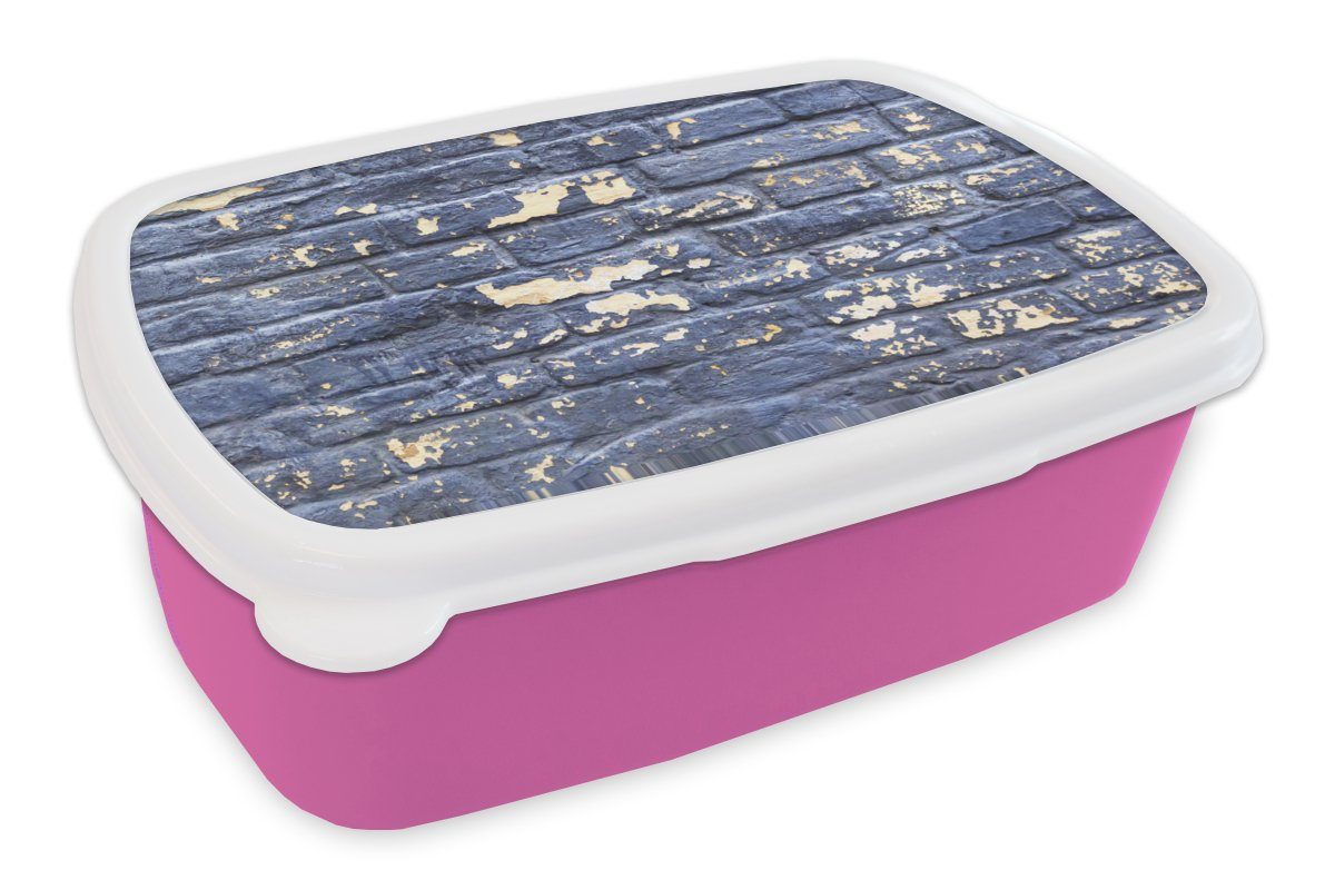 - Mädchen, Lunchbox Ziegel rosa Farbe Snackbox, Kunststoff Brotdose MuchoWow Kunststoff, Brotbox Erwachsene, - (2-tlg), für Kinder, Wand,