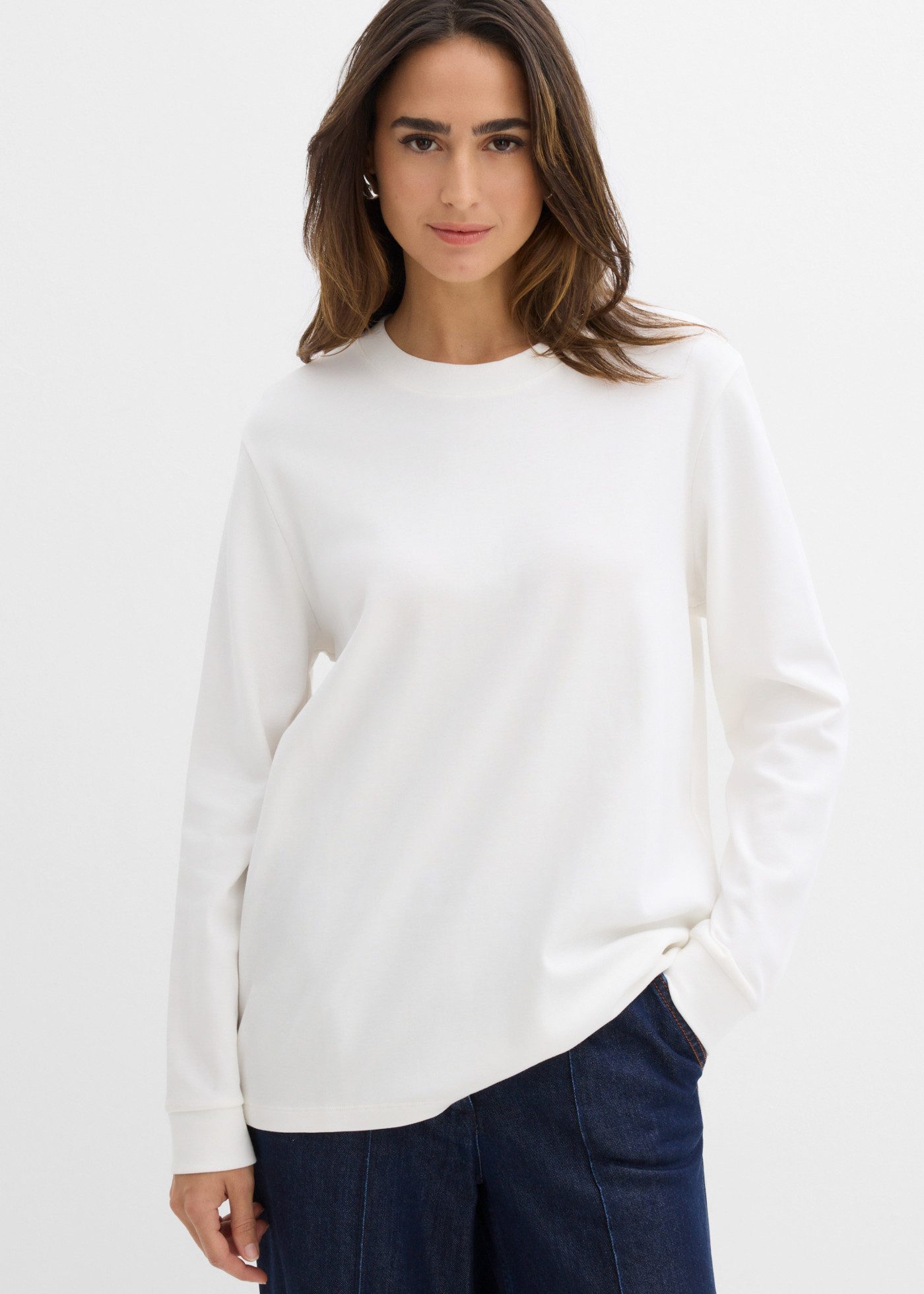 bonprix Langarmshirt Oversize-Passform, aus reiner Baumwolle, im Casual-Stil