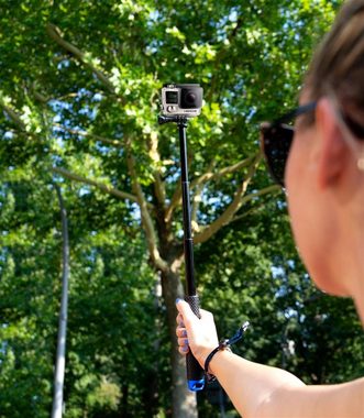 MyGadget Teleskopstange Selfie Stick Wasserdicht Stange Action Cam-Halterung, (für GoPro Hero Black 8 7 6 5 4 3+ 3 / Xiaomi Yi 4K)